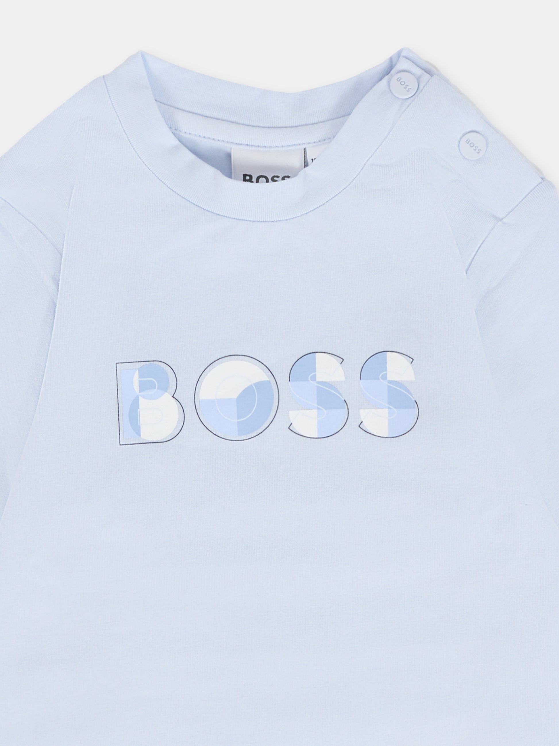 T-shirt celeste per neonato con logo,Boss,J52514 771