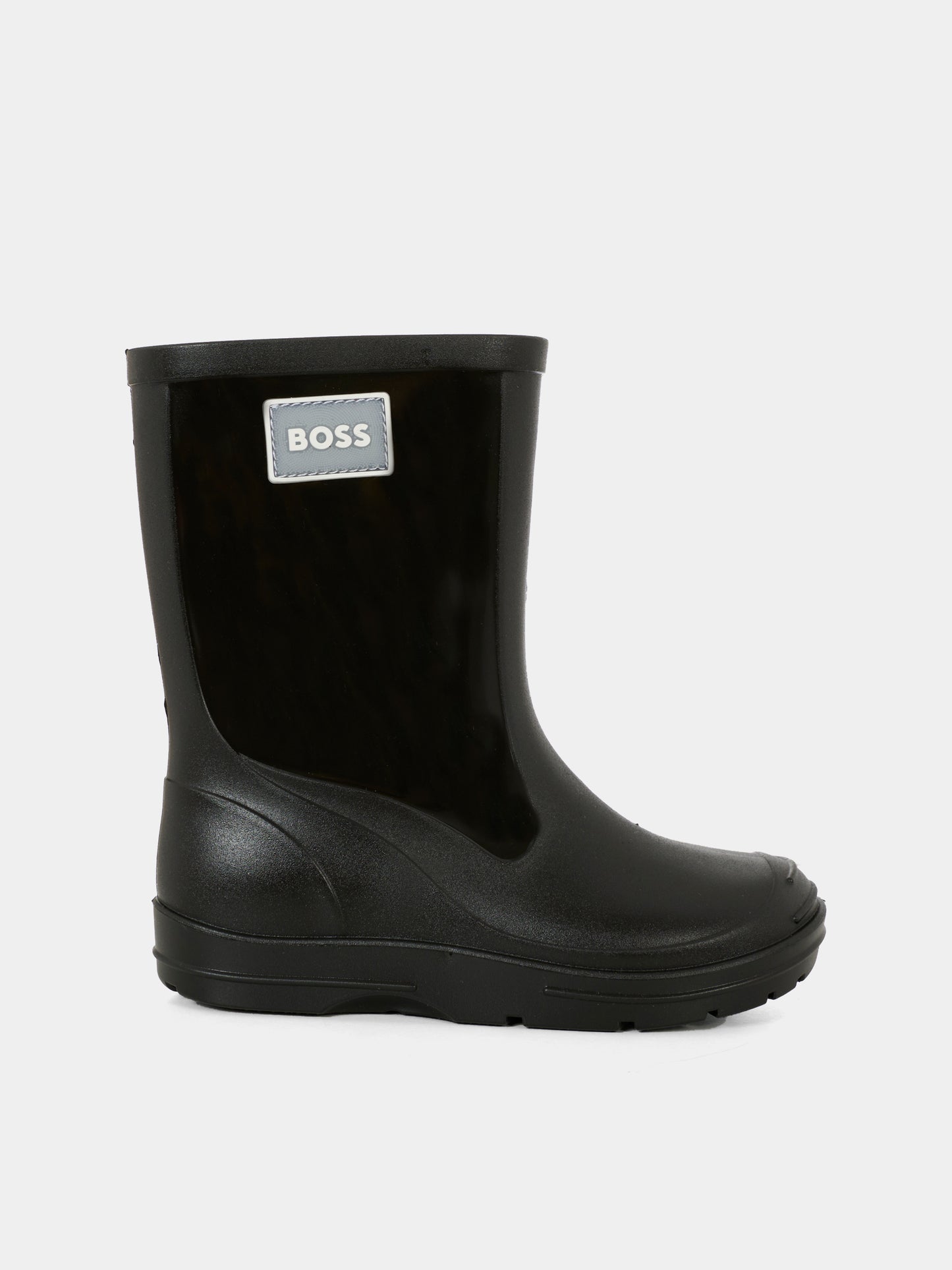 Stivali neri da pioggia per bambino con logo bianco,Boss,J52581 09B