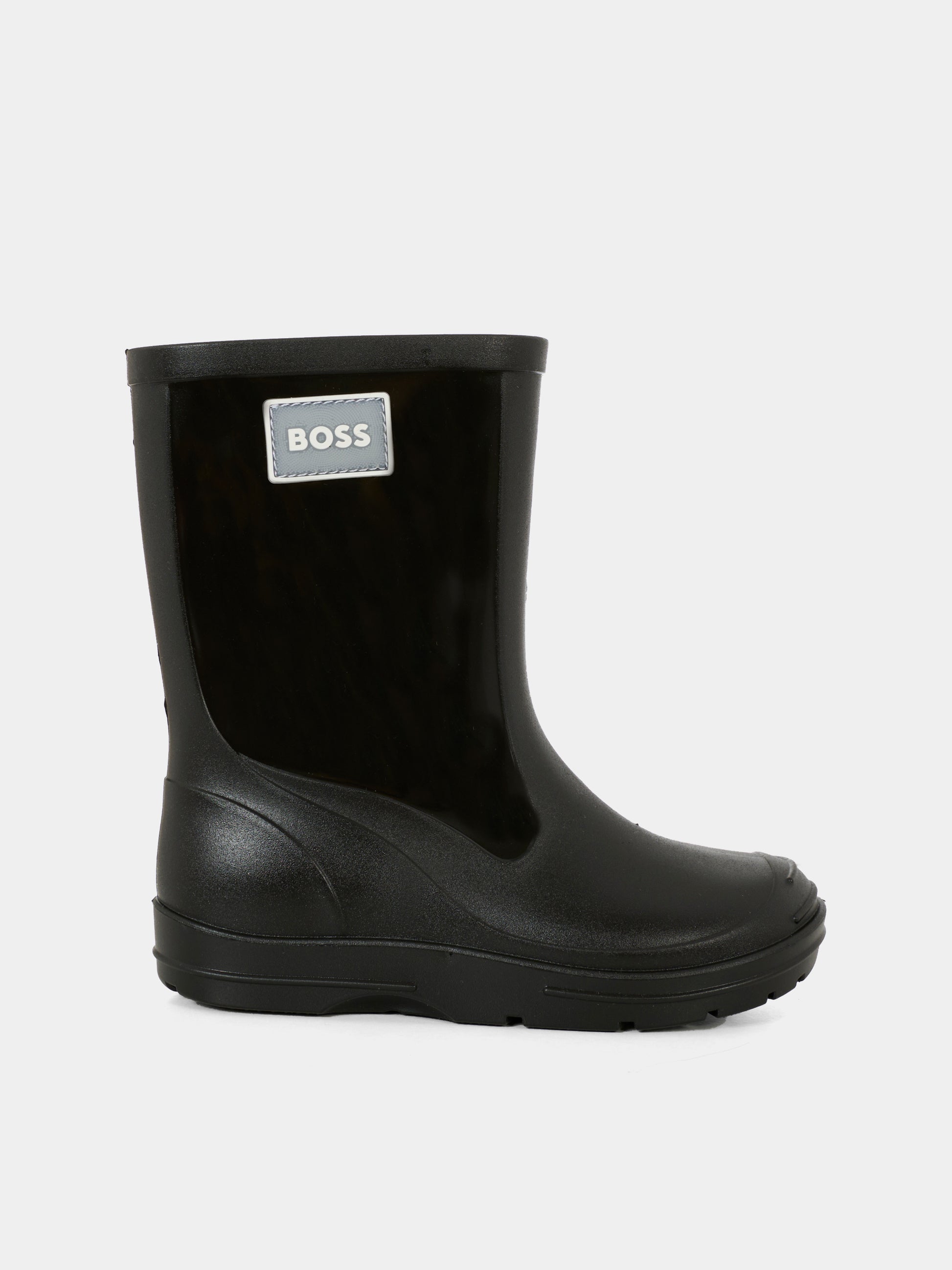 Stivali neri da pioggia per bambino con logo bianco,Boss,J52581 09B