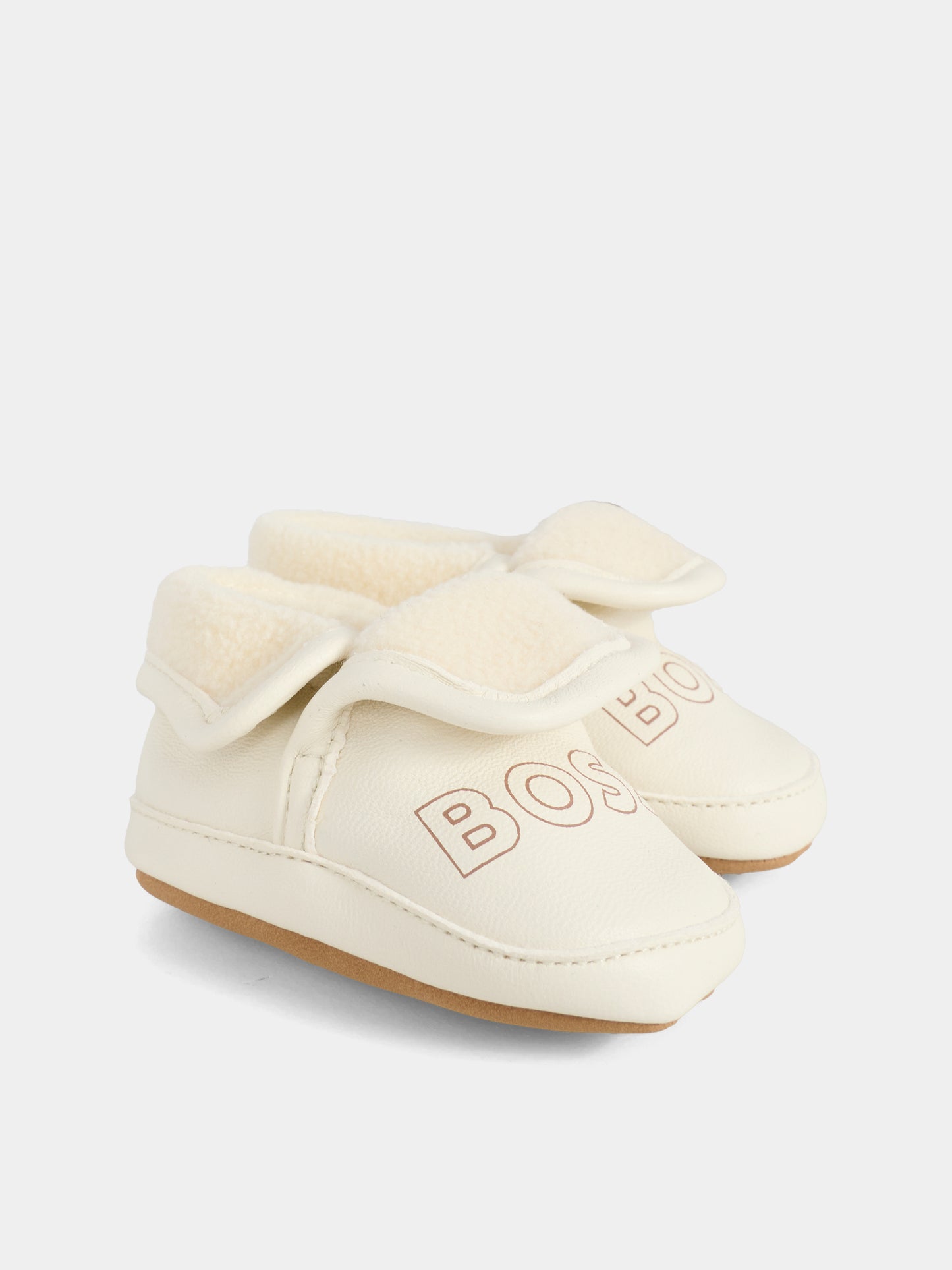 Sneakers avorio per neonato con logo,Boss,J52586 117