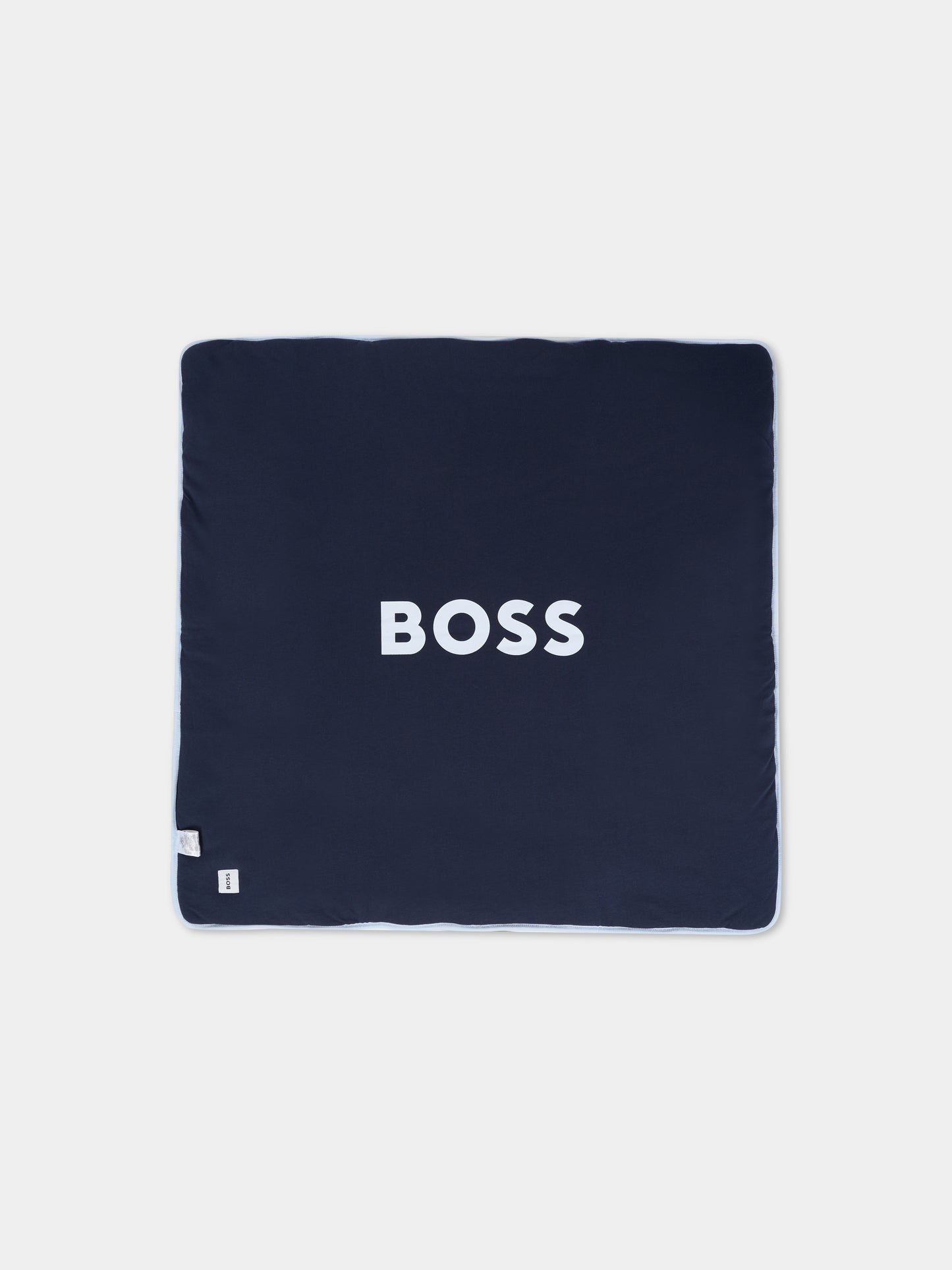 Coperta reversibile blu per neonato con logo,Boss,J52594 849