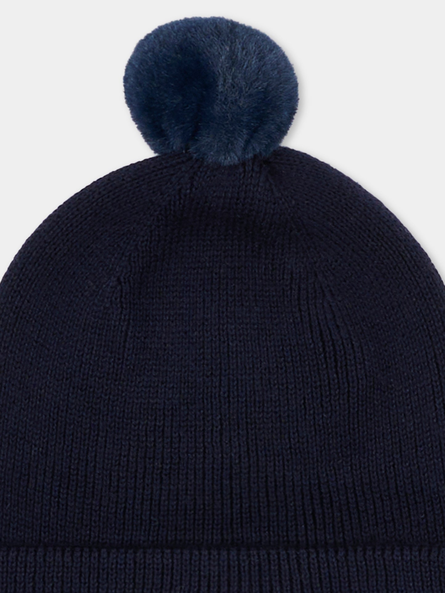 Berretto blu per neonato con pompon,Boss,J52595 849