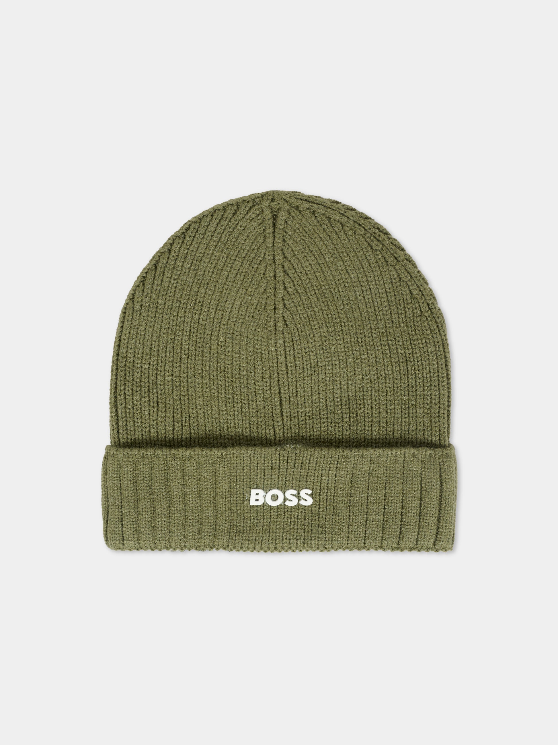 Berretto verde per bambino con logo,Boss,J52616 724