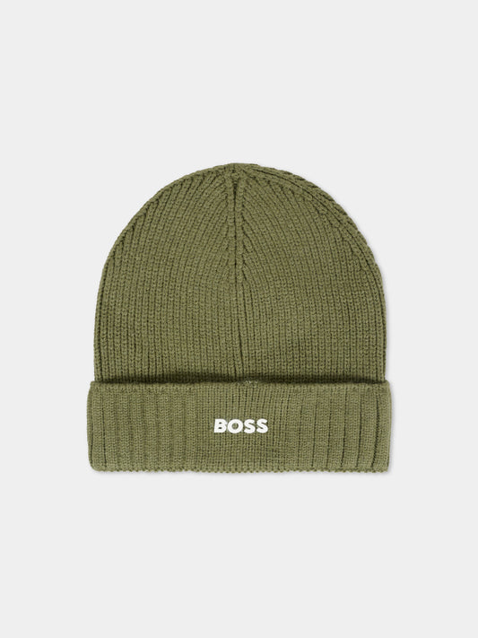 Berretto verde per bambino con logo,Boss,J52616 724