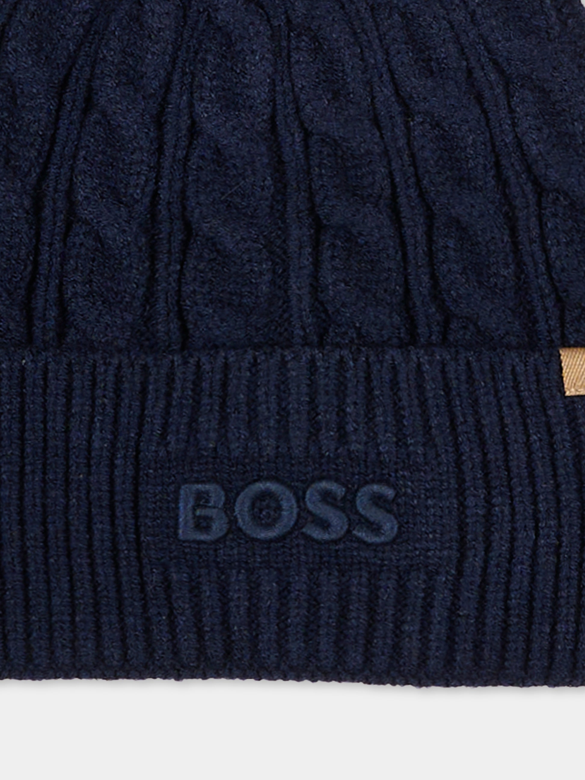 Berretto blu per bambino con logo,Boss,J52624 849