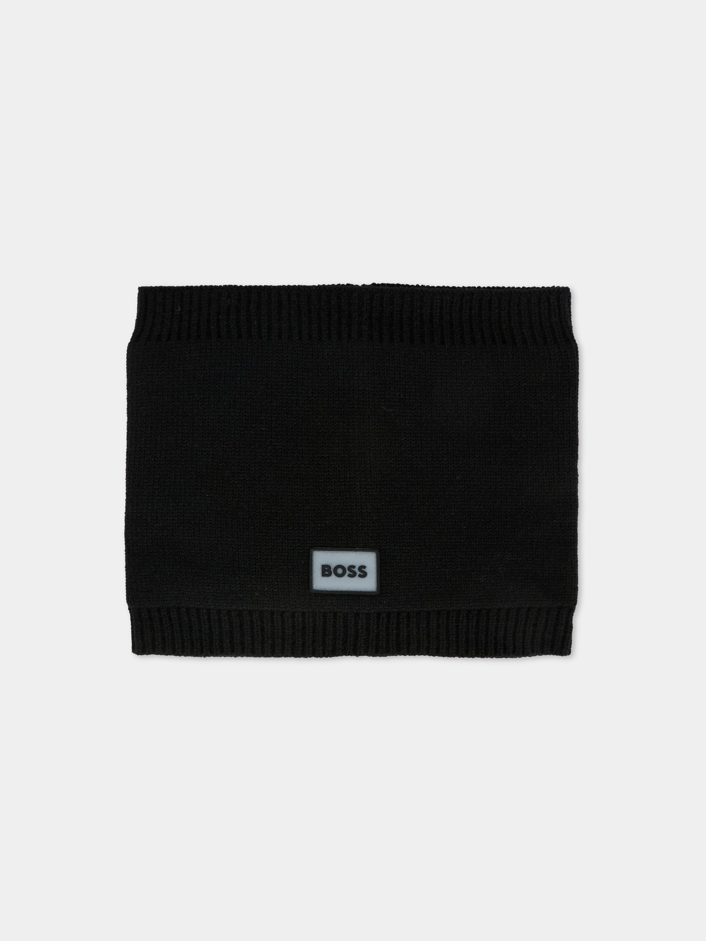 Scaldacollo nero per bambino con patch,Boss,J52635 09B