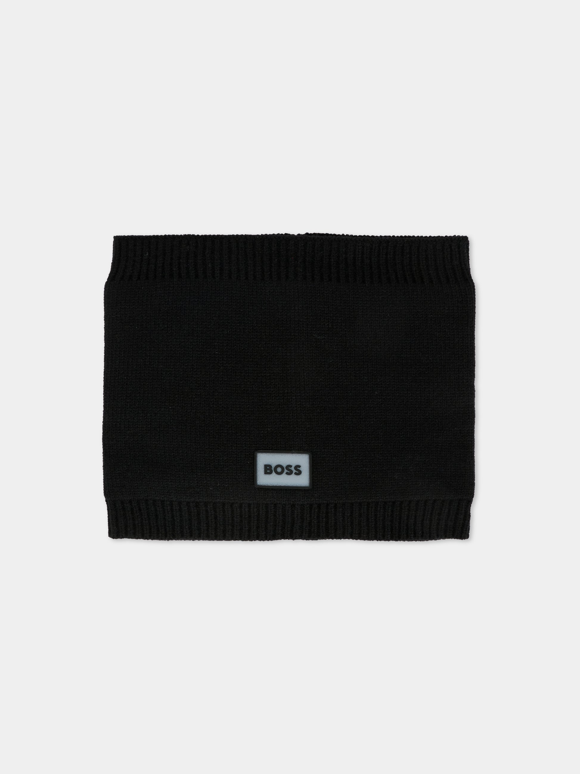 Scaldacollo nero per bambino con patch,Boss,J52635 09B