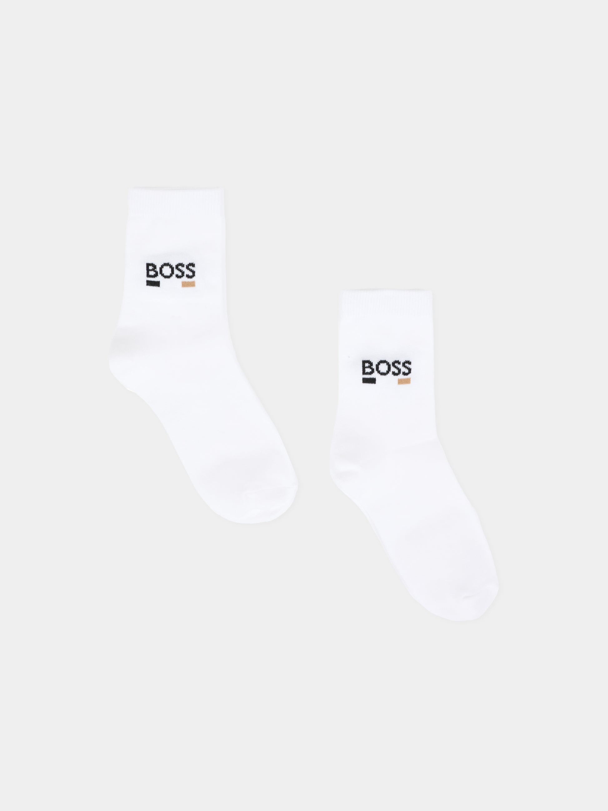 Set calze bianche per bambino con logo,Boss,J52637 10P