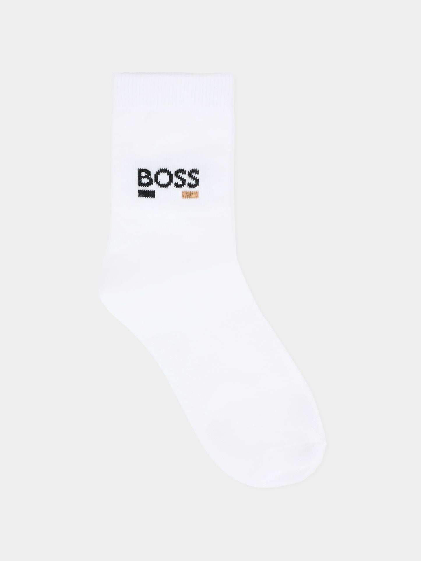 Set calze bianche per bambino con logo,Boss,J52637 10P