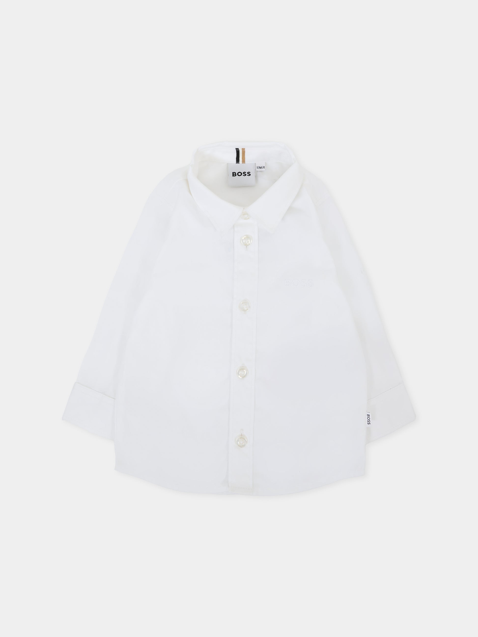 Camicia bianca per neonato con logo bianco,Boss,J52681 10P