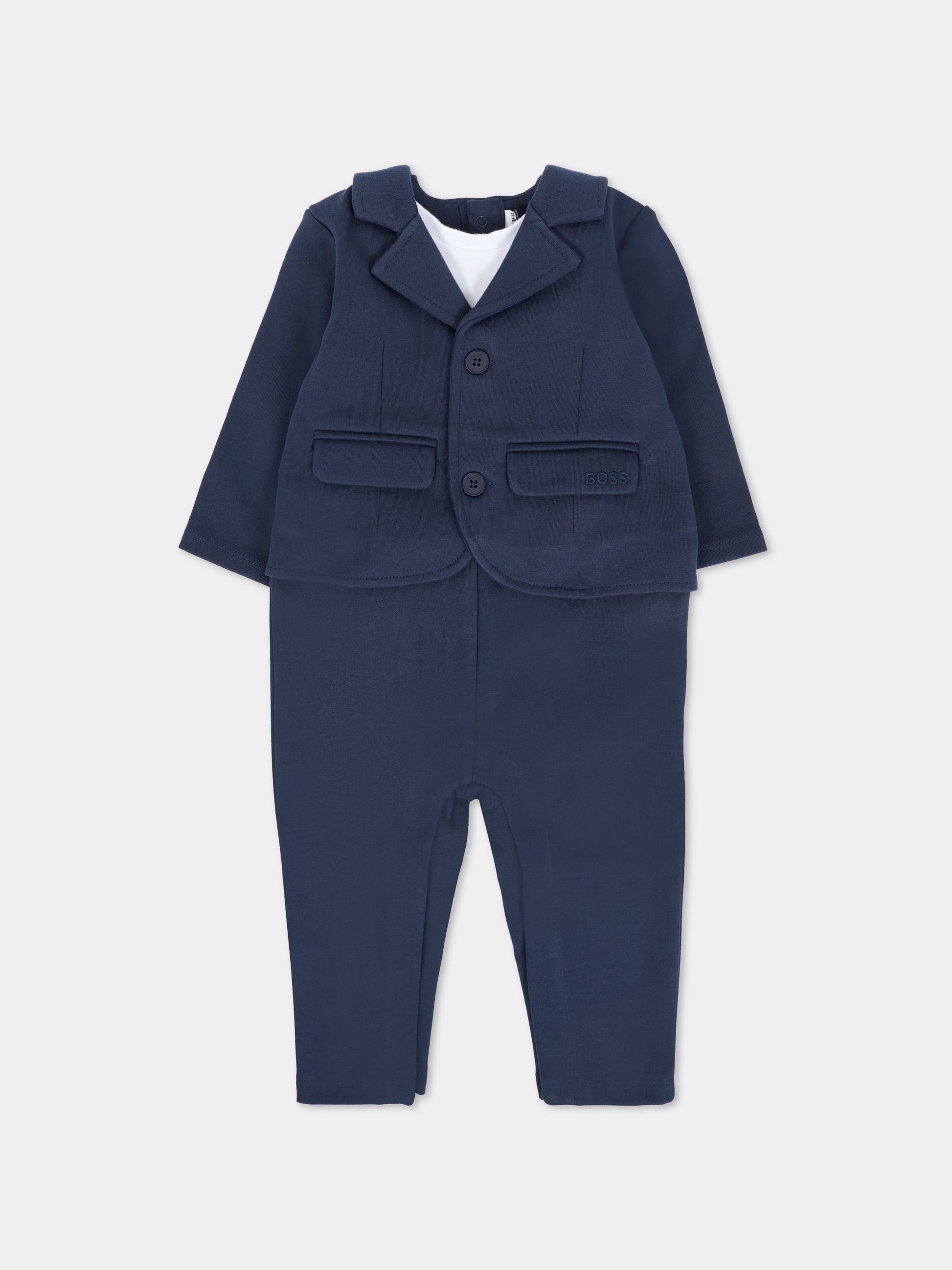 Tutina blu per neonato con logo,Boss,J52699 849