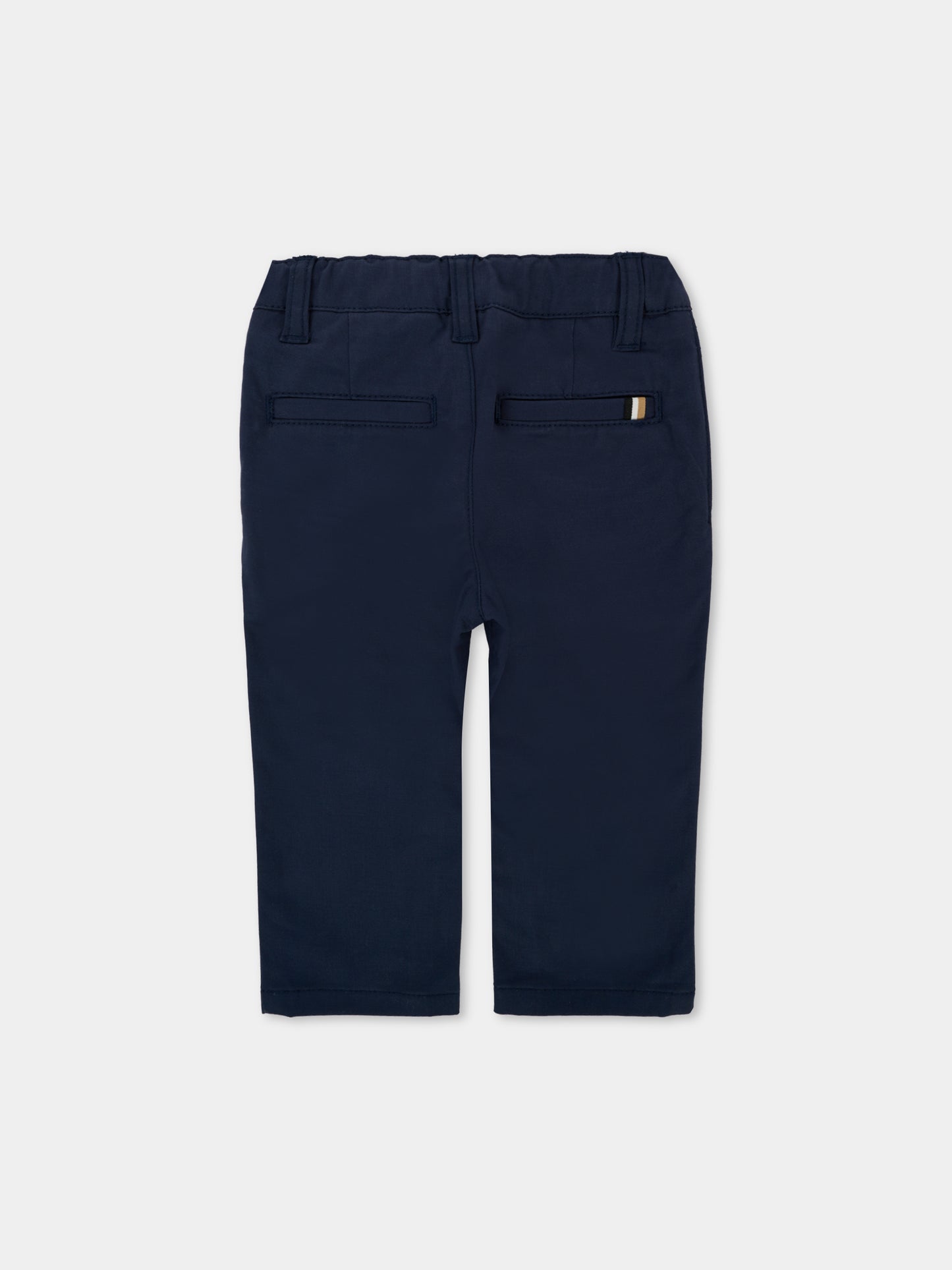 Pantaloni blu per neonato con patch logato,Boss,J52705 849