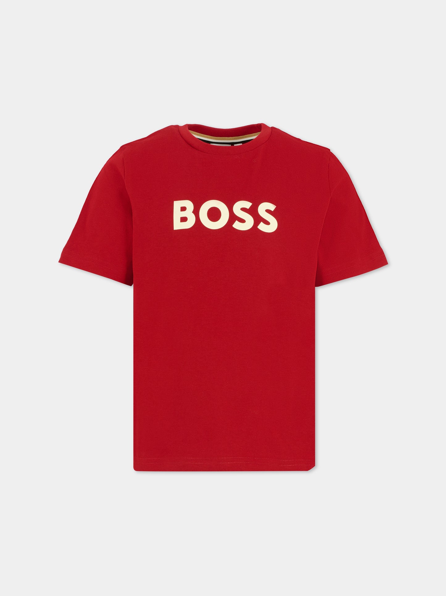T-shirt rossa per bambino con logo,Boss,J52711 96D
