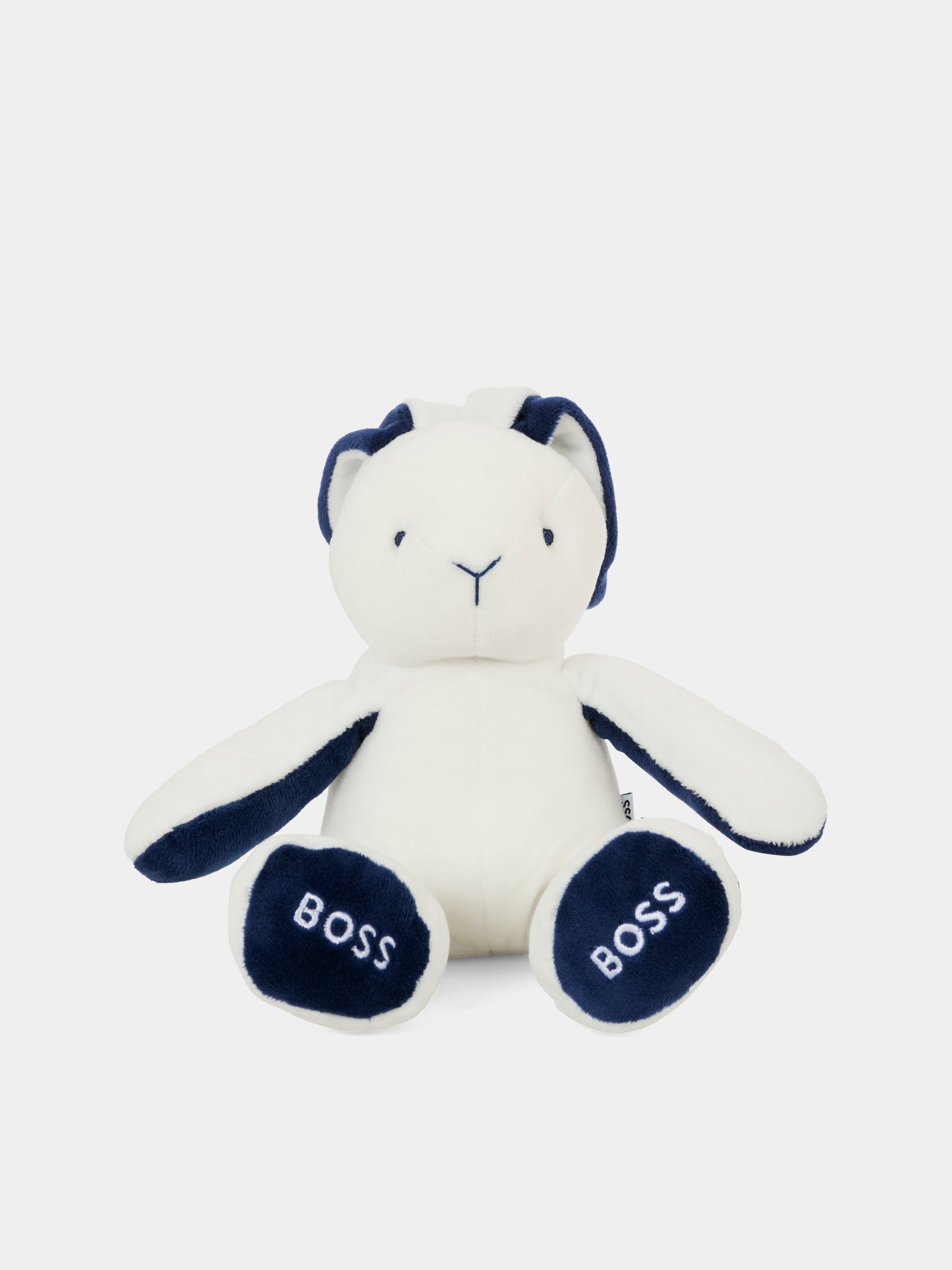 Peluche bianco per neonato con logo,Boss,J90P32 10B