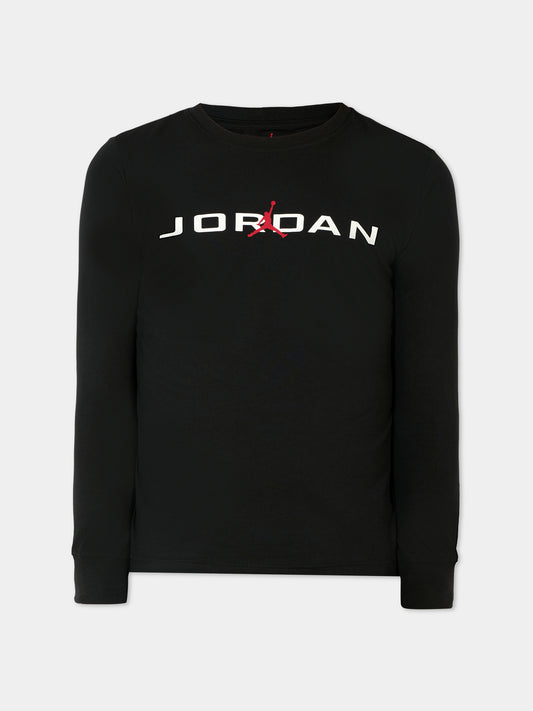 T-shirt nera per bambino con logo e jumpman,Jordan,95D668 023