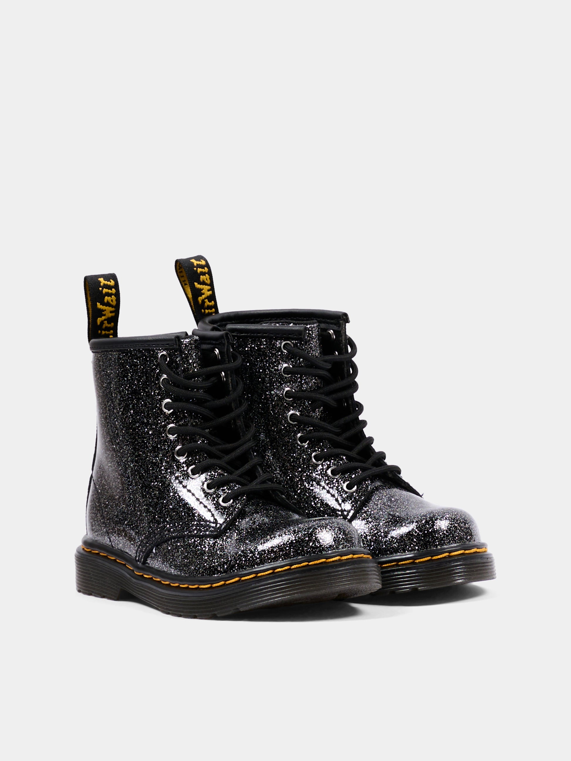 Anfibi neri 1460 T per bambina con lurex,Dr. Martens,1460 T 8 EYE BOOT 41435001 BLACK
