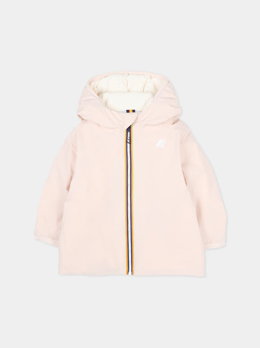 Piumino reversibile Jack St Warm rosa per neonata con logo,K-way,K71338W B3E