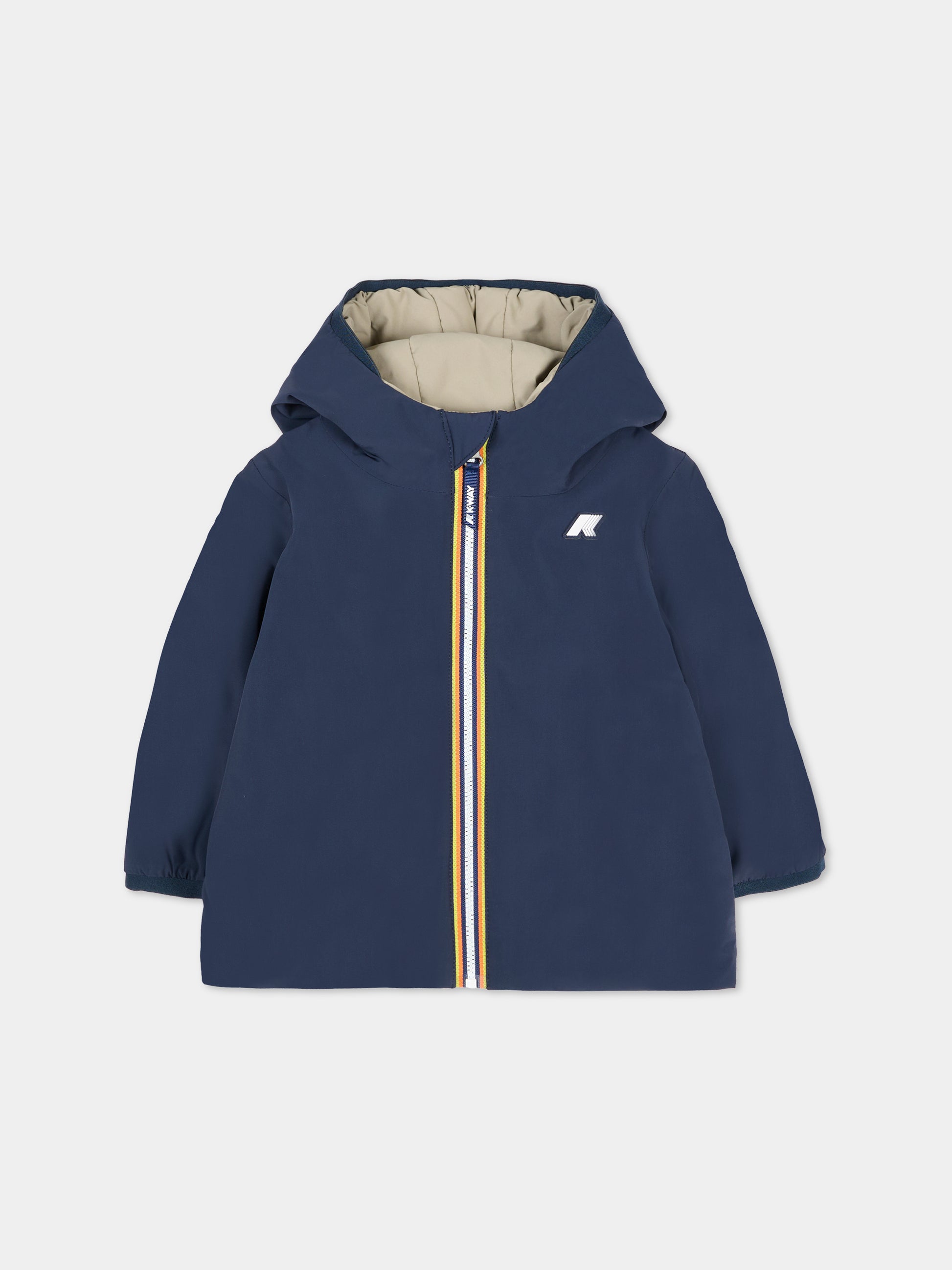Piumino reversibile Jack St Warm blu per neonato con logo,K-way,K71338W B3F