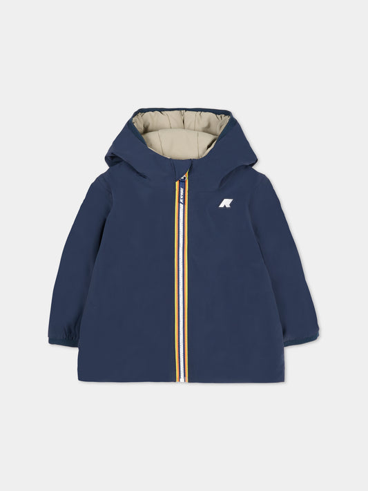Piumino reversibile Jack St Warm blu per neonato con logo,K-way,K71338W B3F