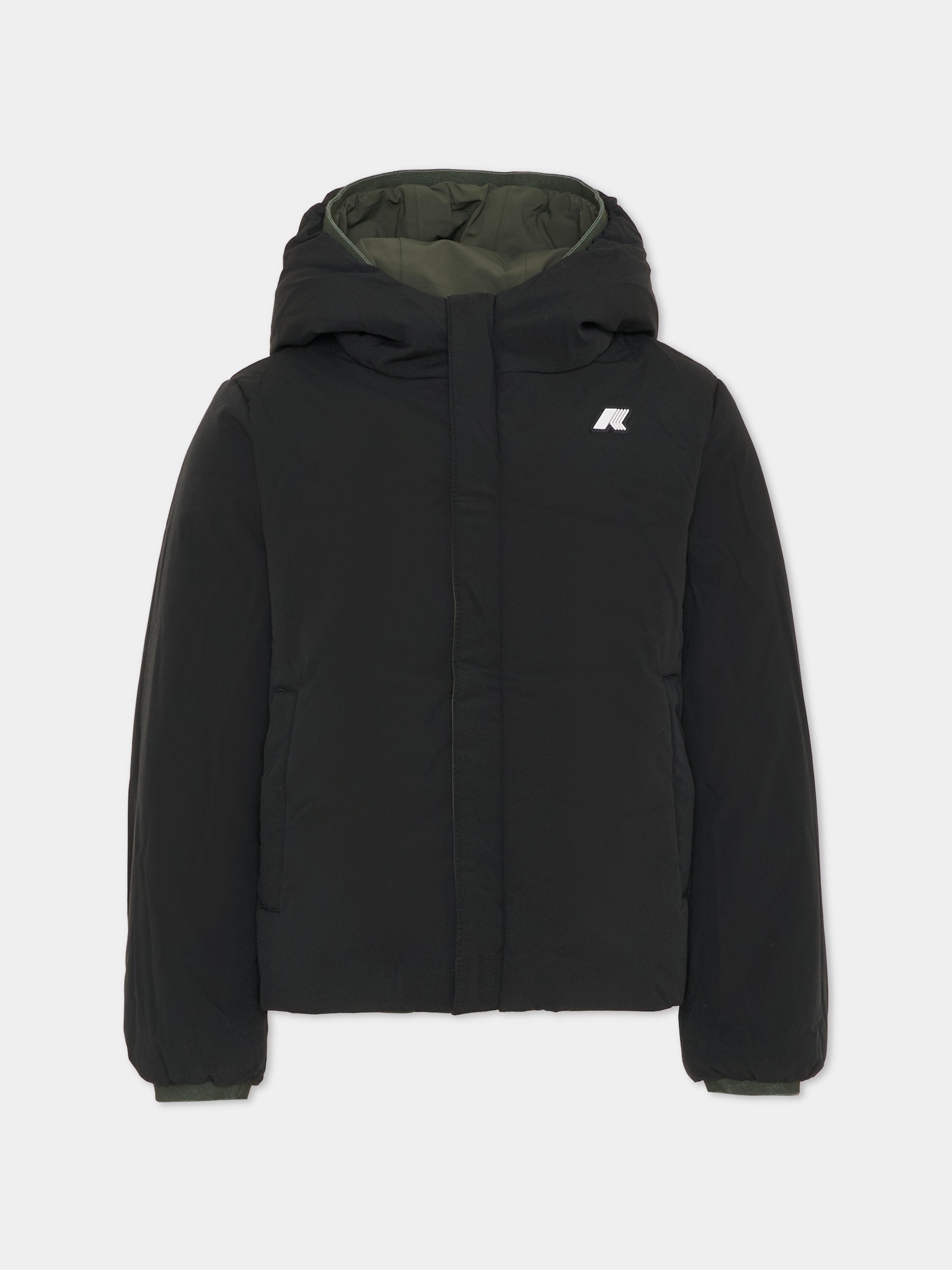 Piumino reversibile Jack St Warm verde per bambino con logo,K-way,K71337W AGQ