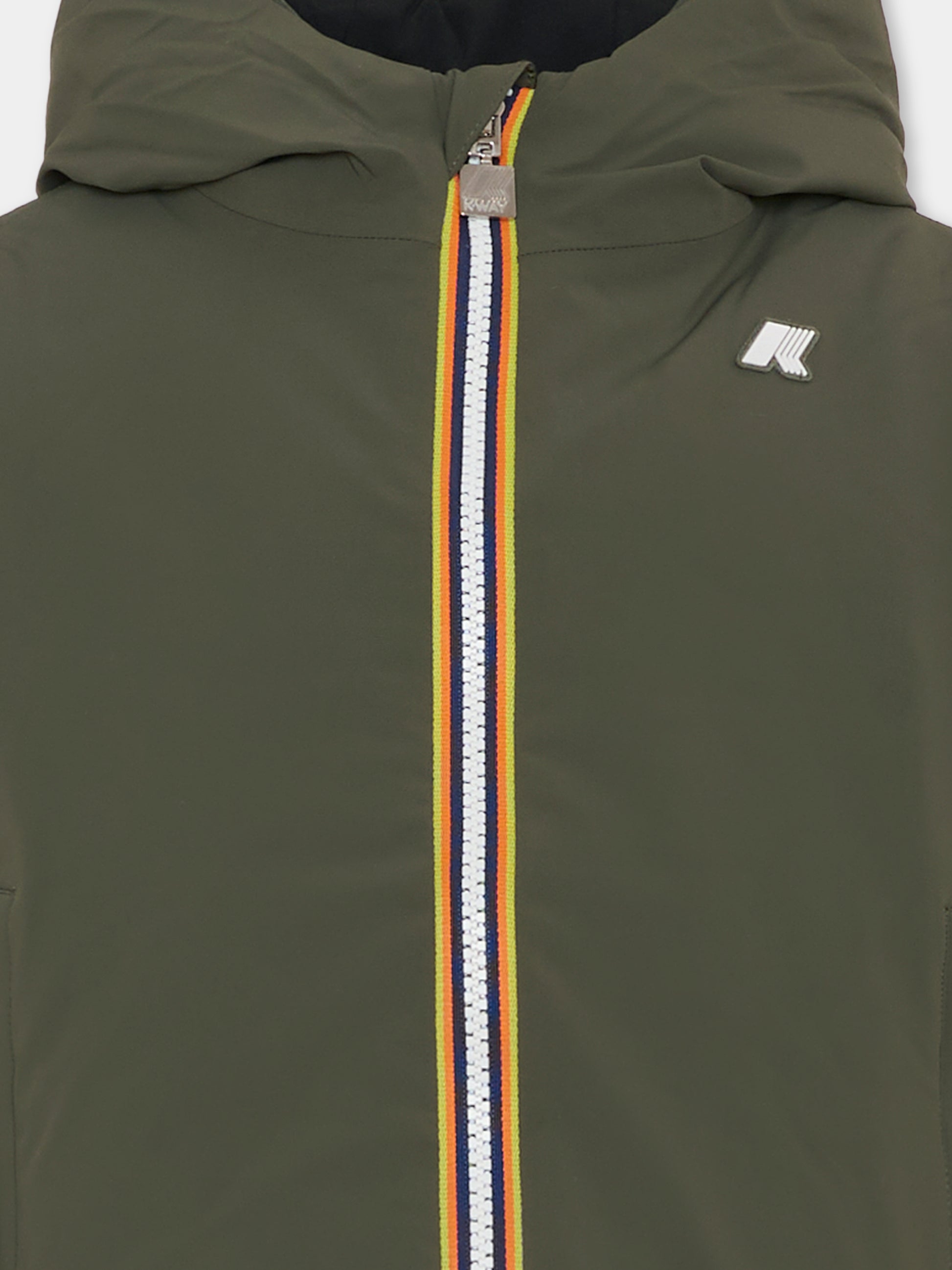Piumino reversibile Jack St Warm verde per bambino con logo,K-way,K71337W AGQ