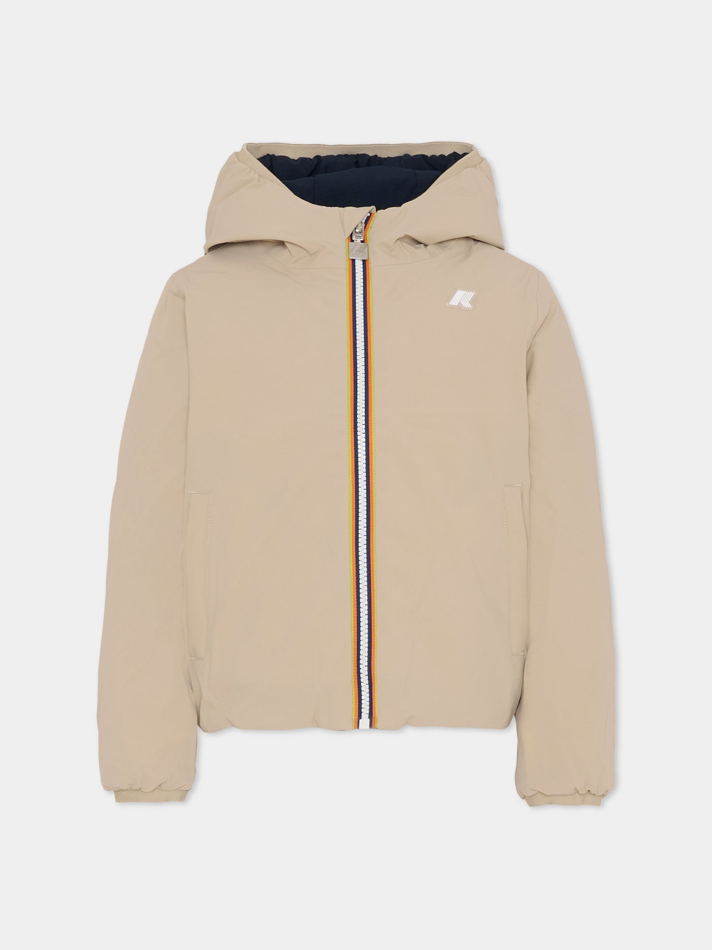 Piumino reversibile P. Jack St Warm beige per bambino con logo,K-way,K71337W B2A