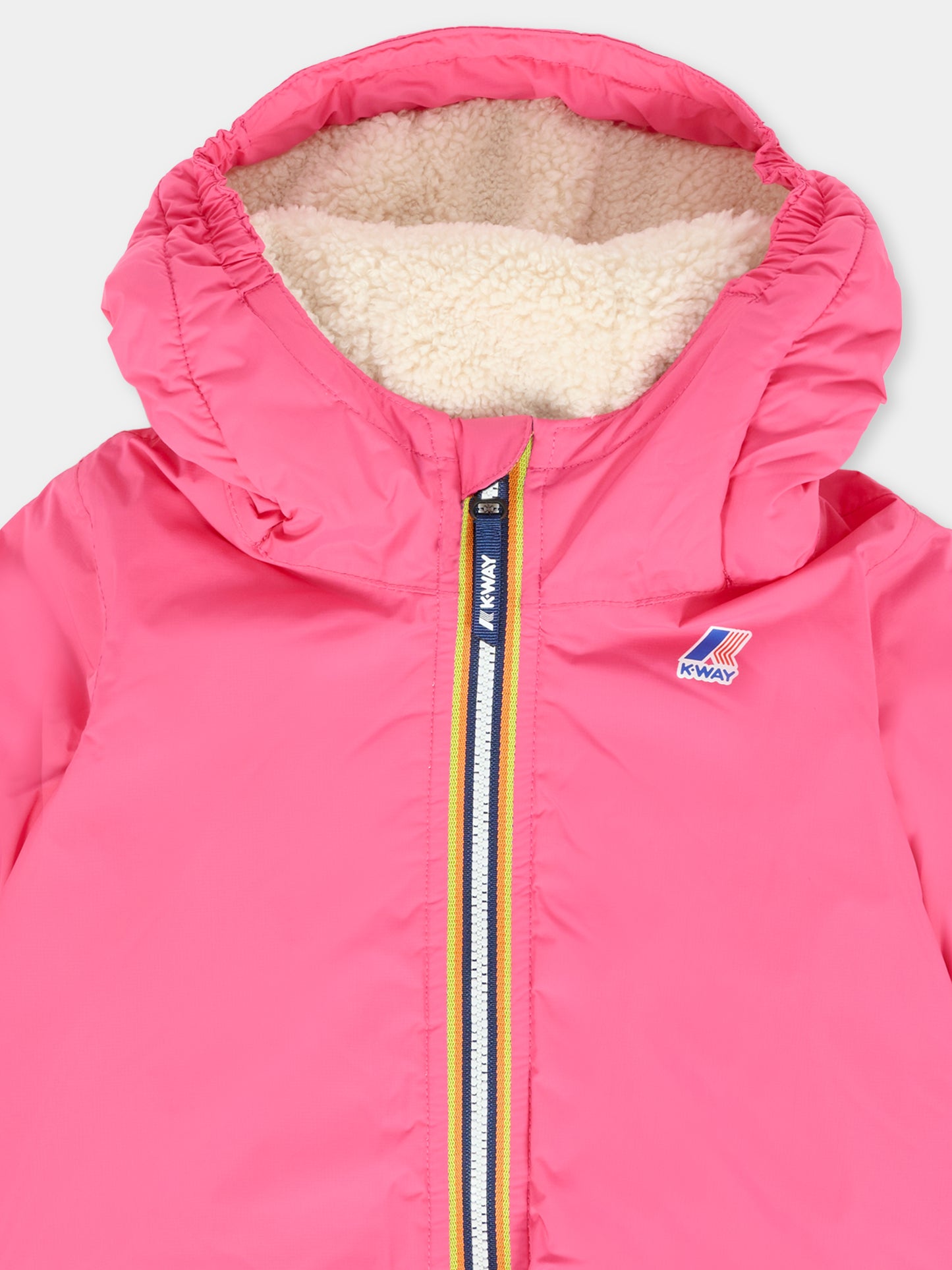 Giubbotto fucsia Claudine Orsetto per neonata con logo,K-way,K7142RW Z11