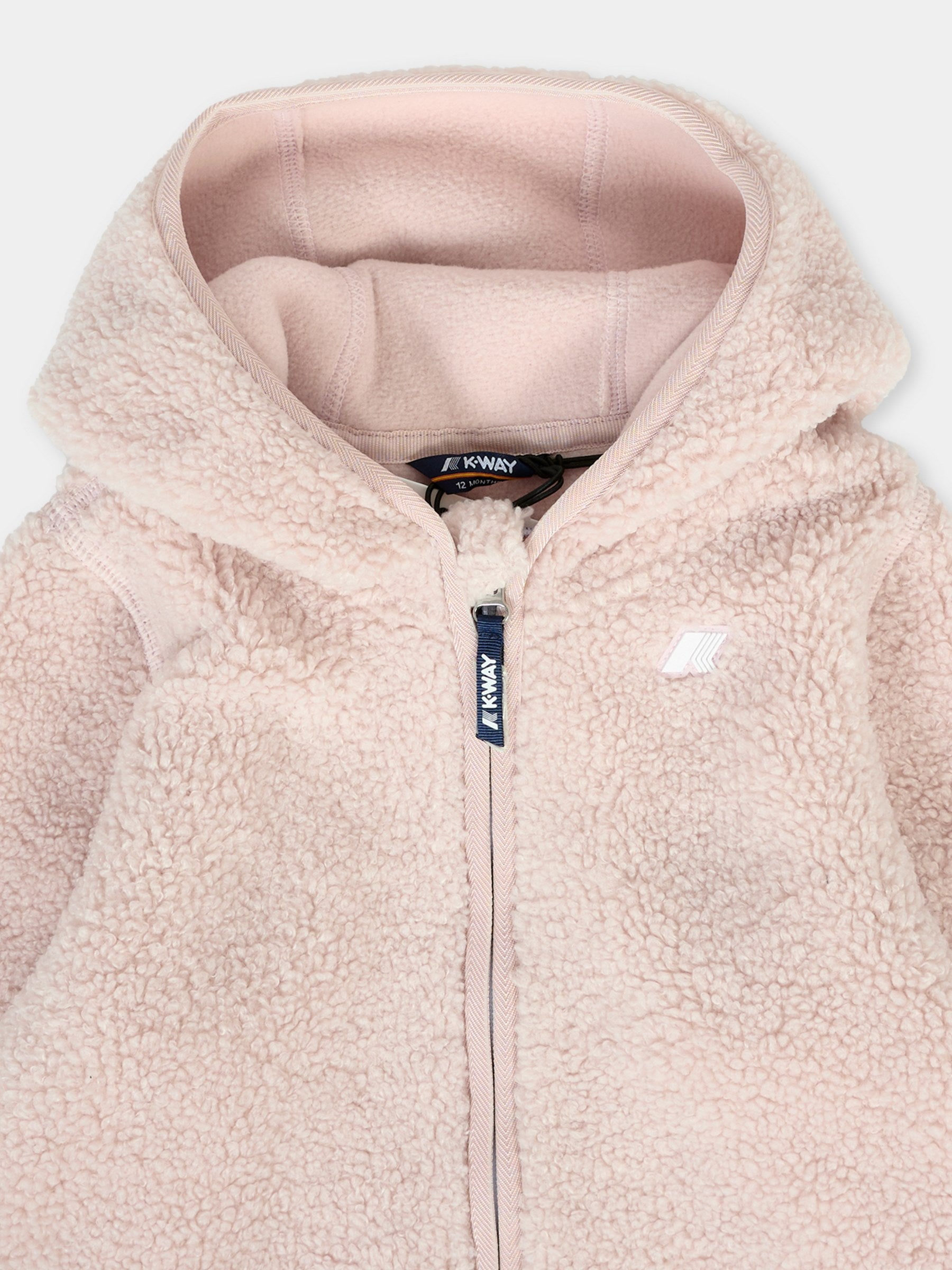 Ecopelliccia Janne rosa per neonata con logo,K-way,K41478W B3H