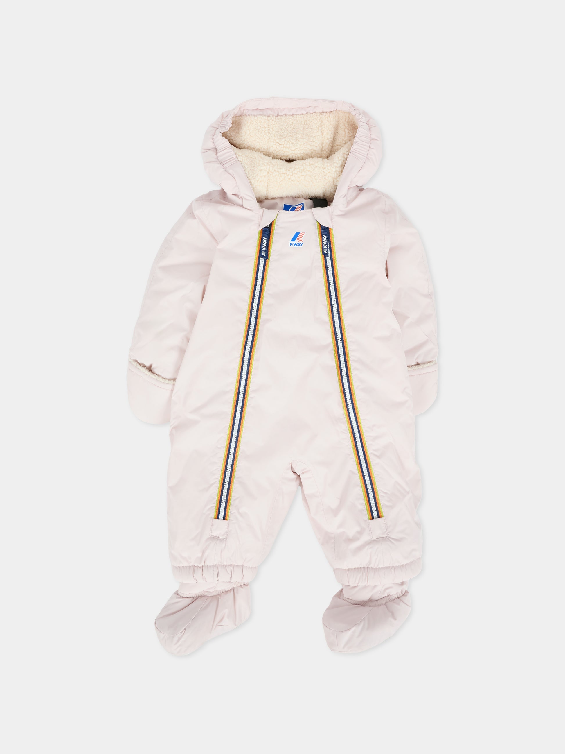 Piumino rosa Snotty Orsetto per neonata con logo,K-way,K8134PW W7G