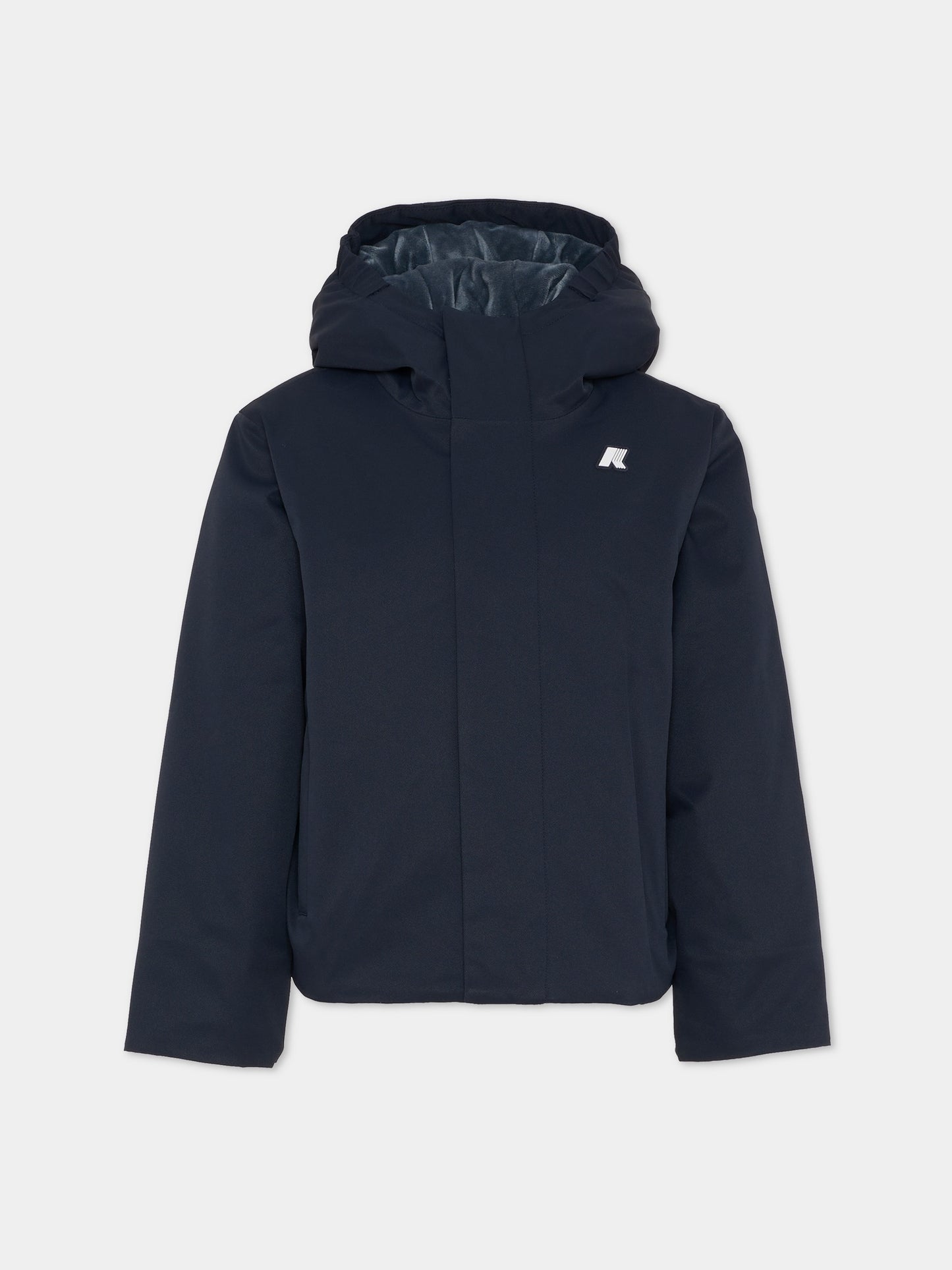 Giubbotto Jacko Twill Marmotta blu per bambino con logo,K-way,K1128FW AL9