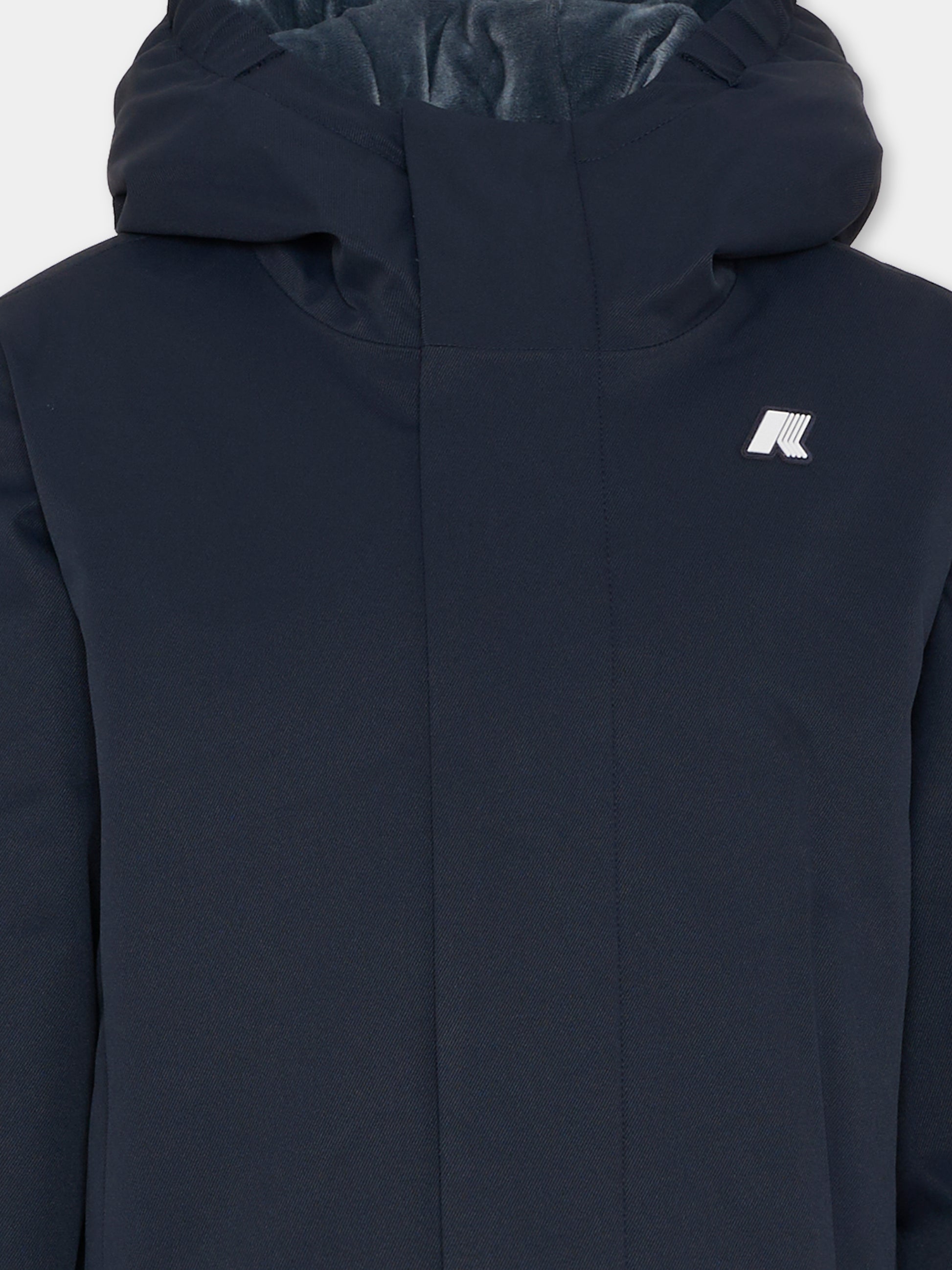 Giubbotto Jacko Twill Marmotta blu per bambino con logo,K-way,K1128FW AL9
