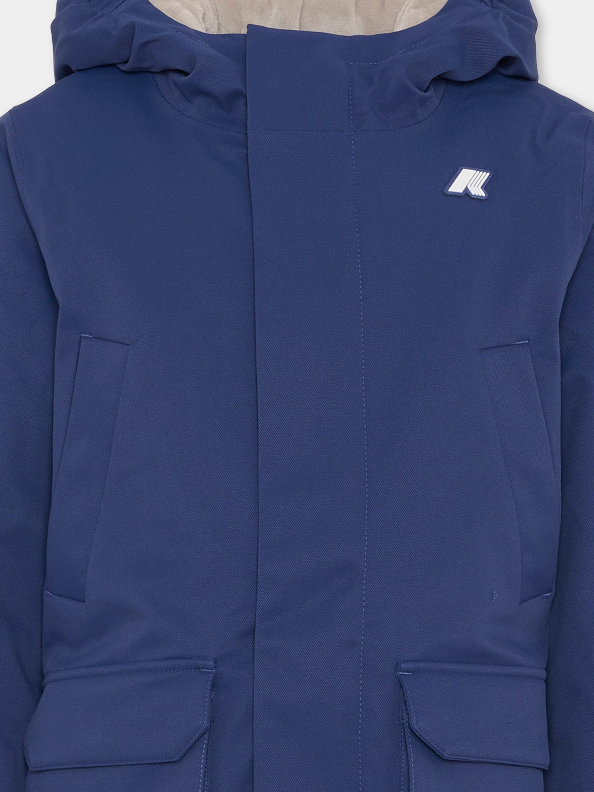 Parka Jarko Twill Marmotta blu per bambino con logo,K-way,K1128HW B2B