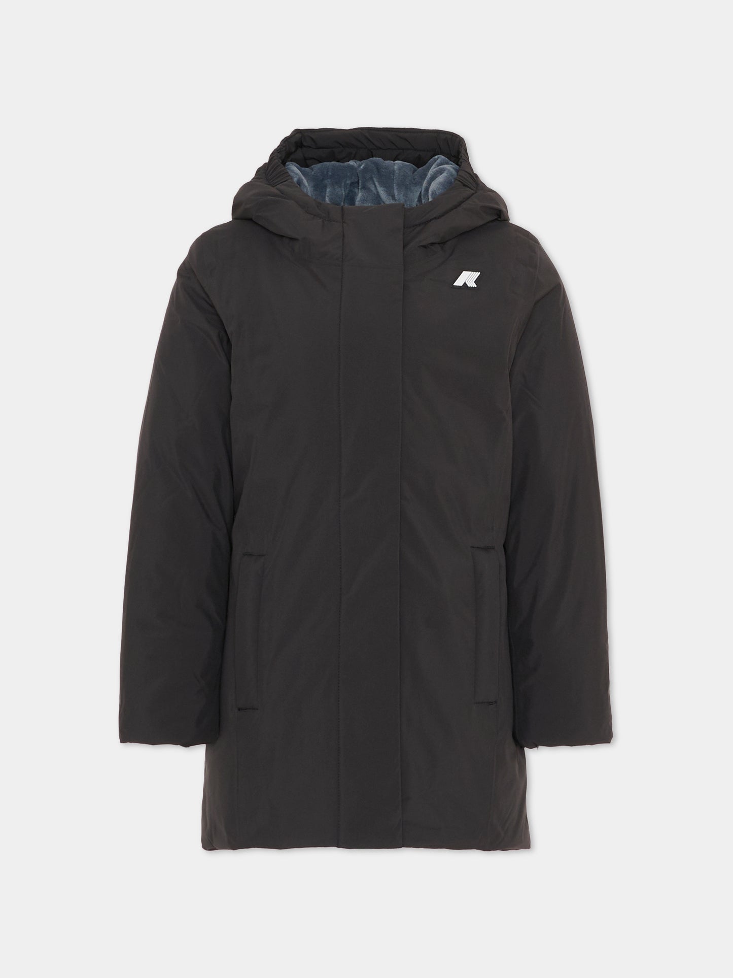 Parka Denise Marmotta nero per bambini con logo,K-way,K41383W AL8