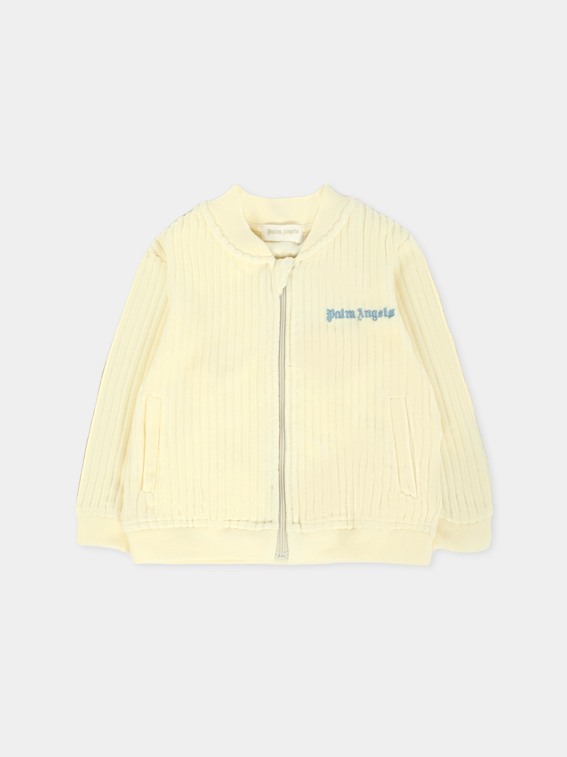 Felpa avorio per neonato con logo,Palm Angels,PB3X002F25FLE0010340