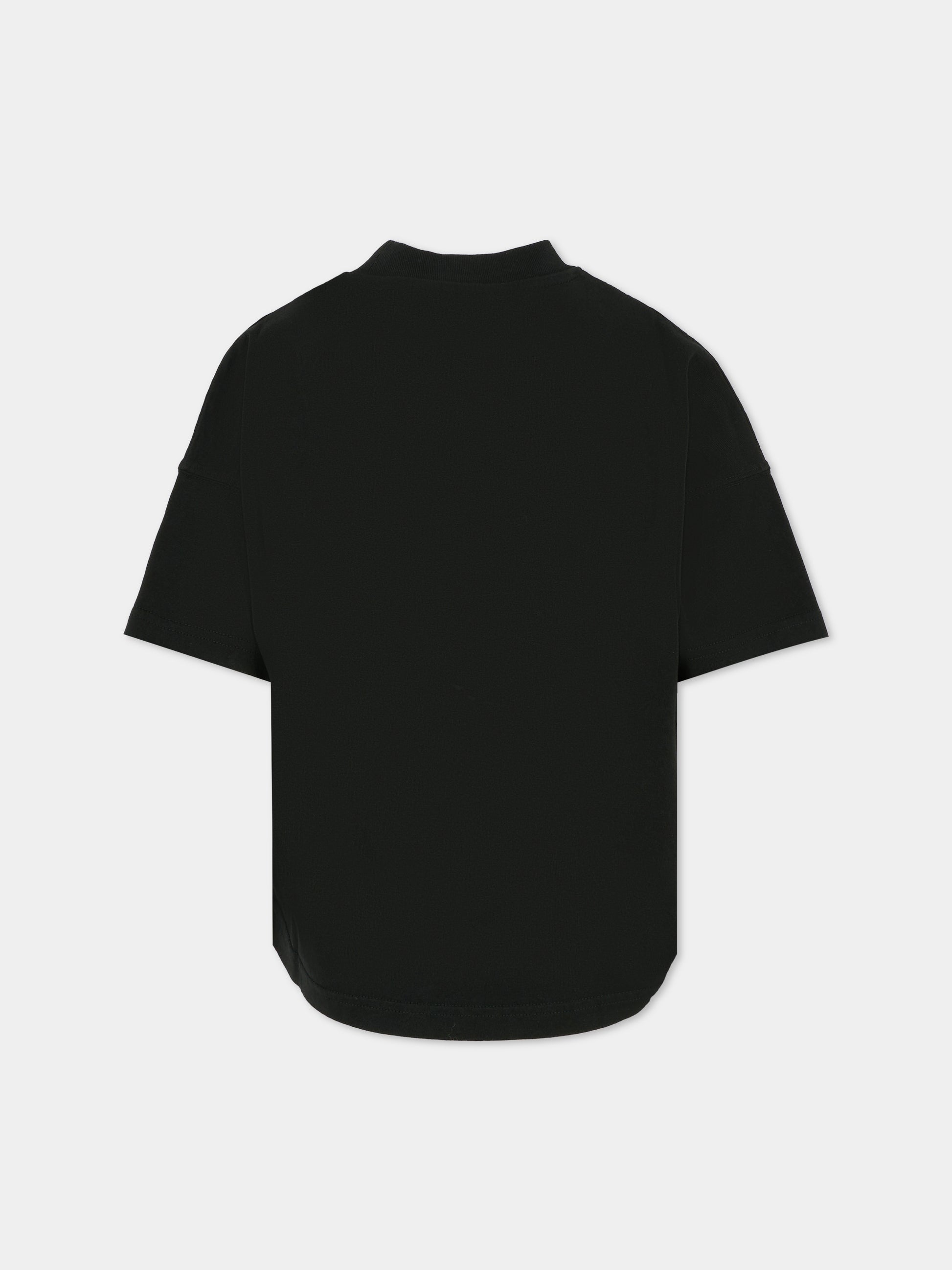 T-shirt over nera per bambina con stampa Bear,Palm Angels,PBAA002F25JER002103B