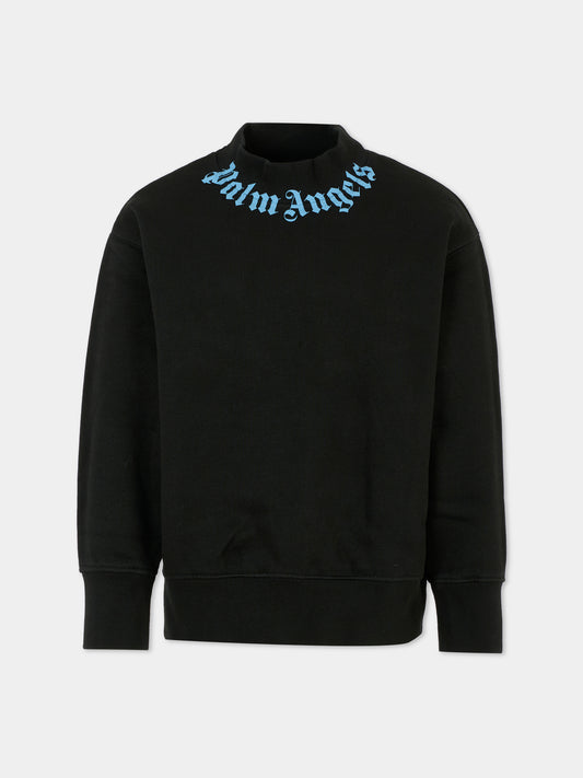 Felpa nera per bambino con logo,Palm Angels,PBBA012F25FLE0021040
