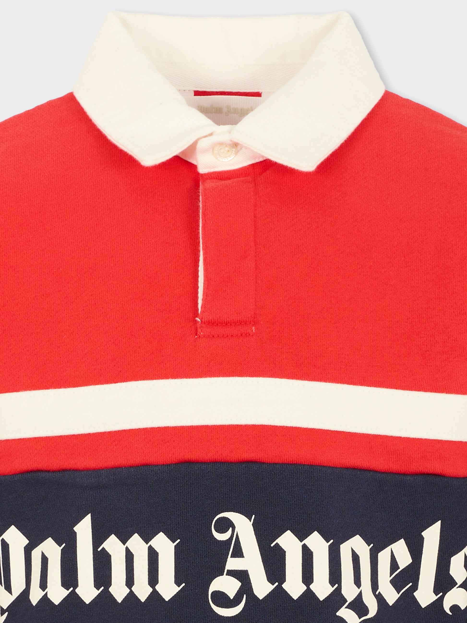 Polo rossa per bambino con logo,Palm Angels,PBBA015F25FLE0012503