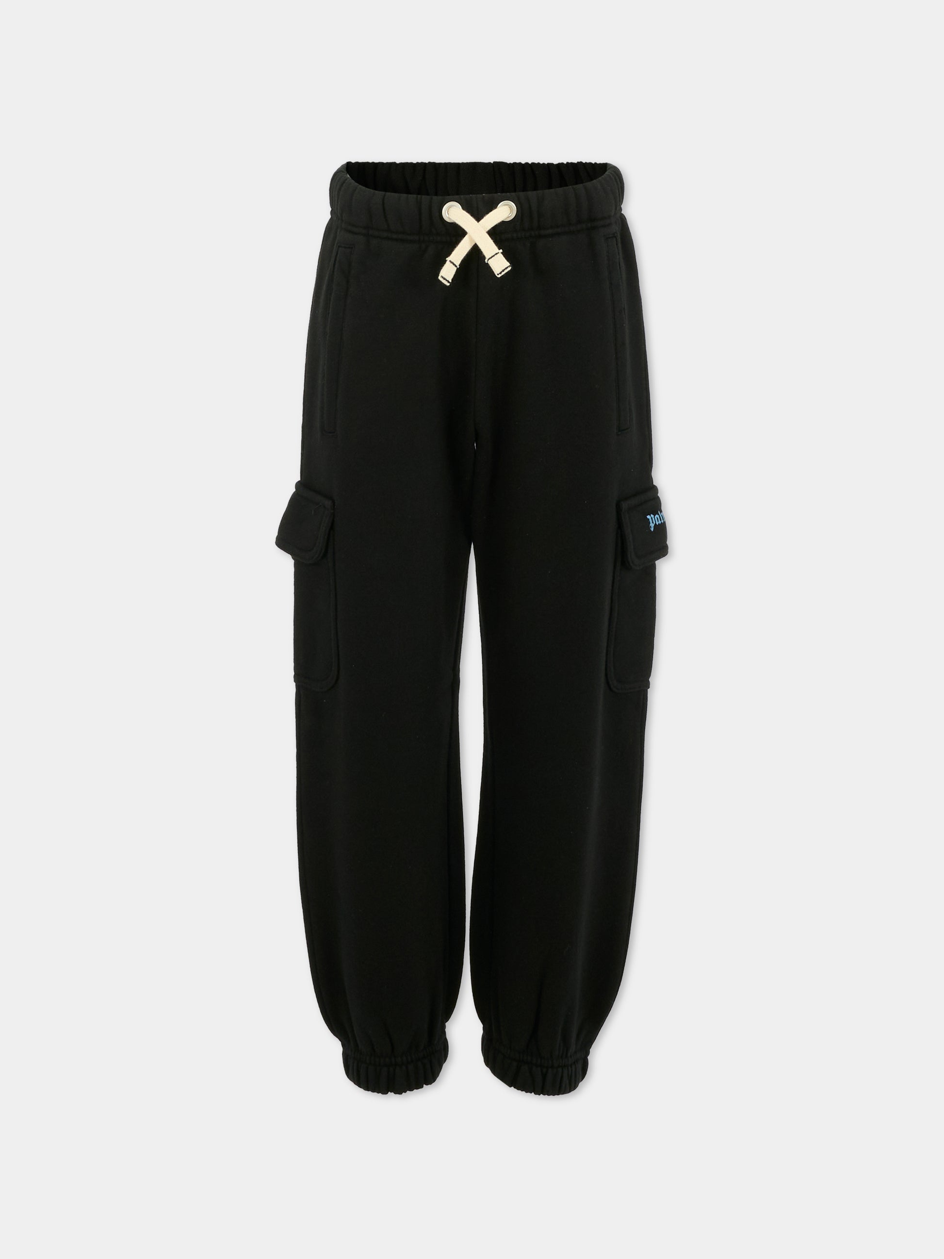 Pantaloni neri per bambino con logo,Palm Angels,PBCH016F25FLE0011040