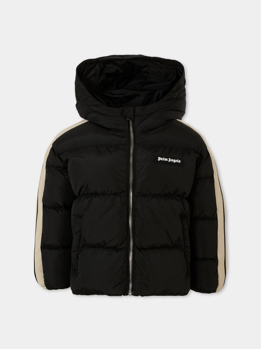 Piumino nero per bambini con logo,Palm Angels,PBEJ001C99FAB0011003