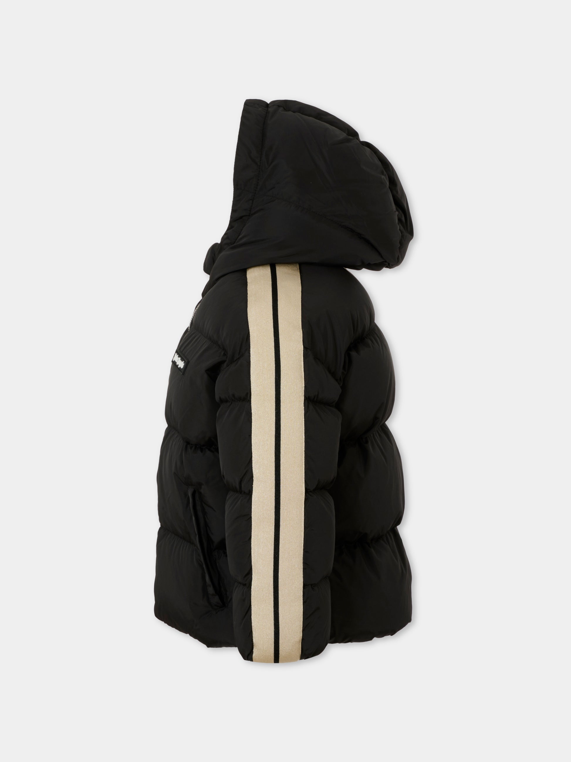 Piumino nero per bambini con logo,Palm Angels,PBEJ001C99FAB0011003