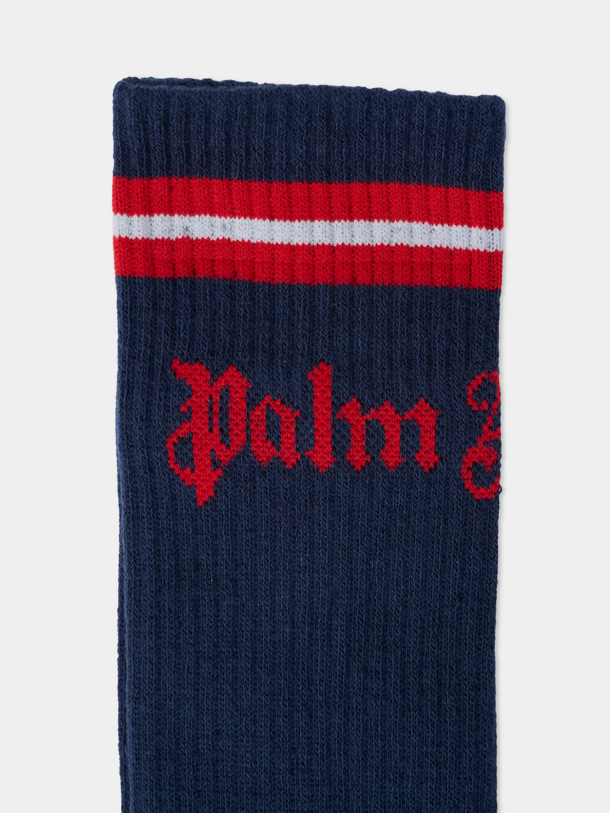 Calze blu per bambino con logo,Palm Angels,PBRA005F25KNI0014625