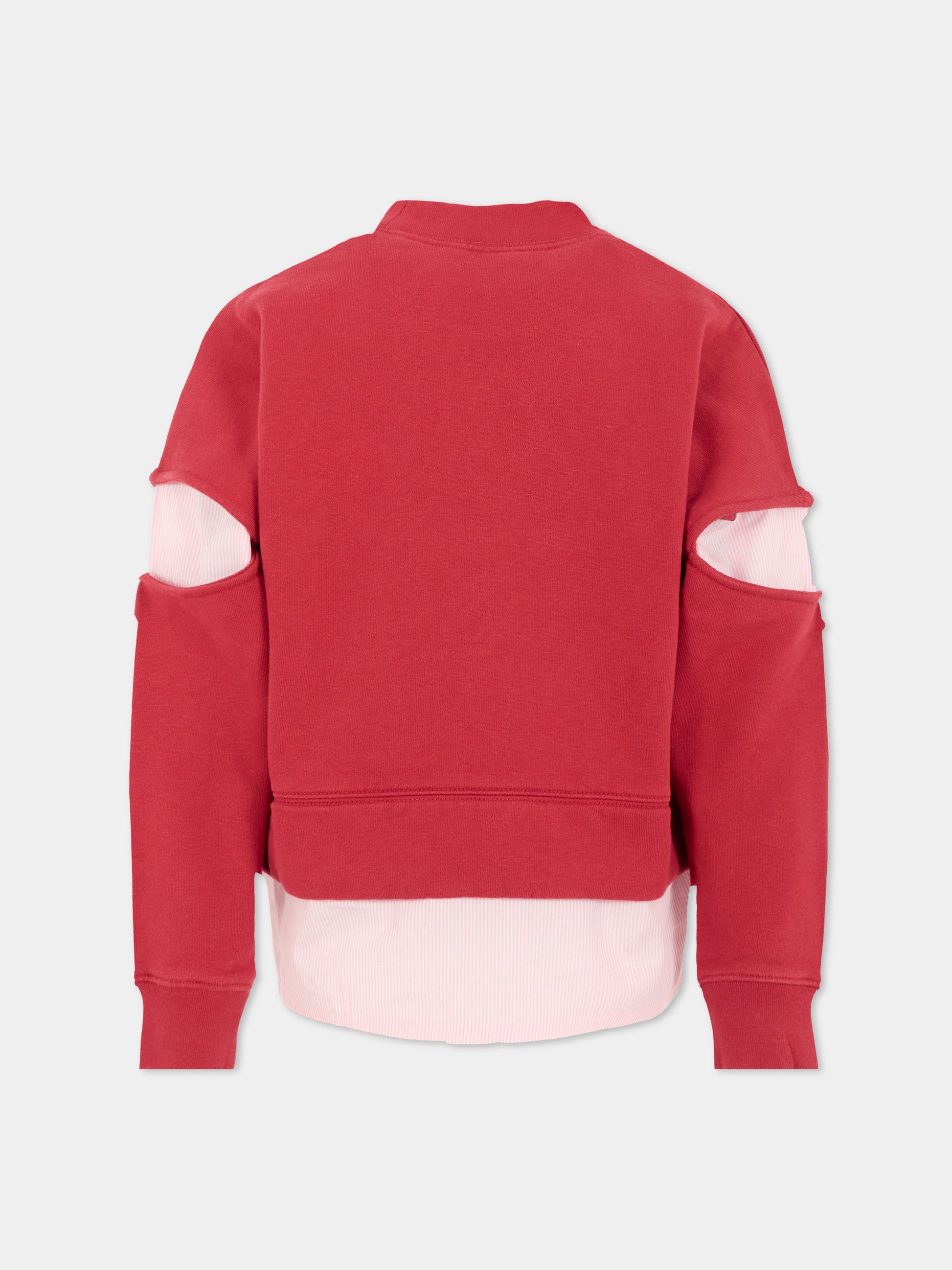 Felpa rossa per bambina con logo,Palm Angels,PGBA016F25FLE0012703