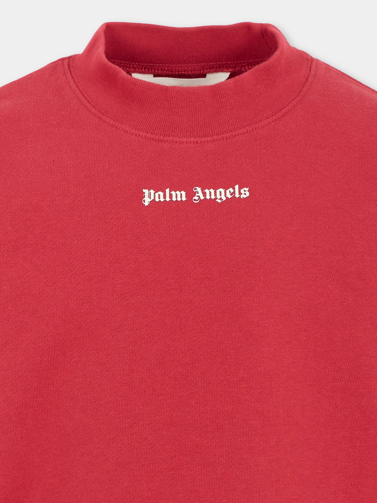 Felpa rossa per bambina con logo,Palm Angels,PGBA016F25FLE0012703
