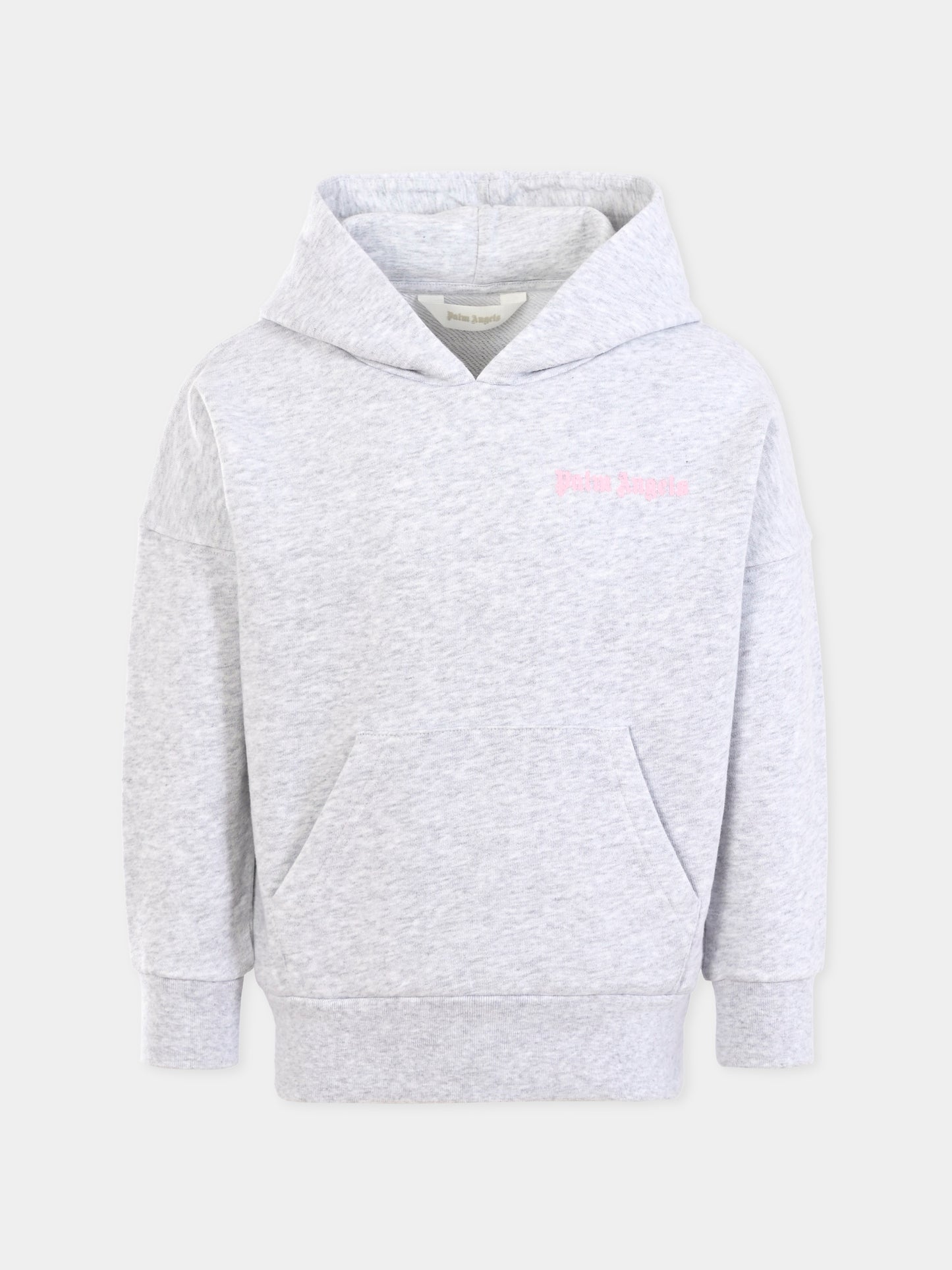 Felpa grigia per bambina con logo,Palm Angels,PGBB014C99FLE002083B
