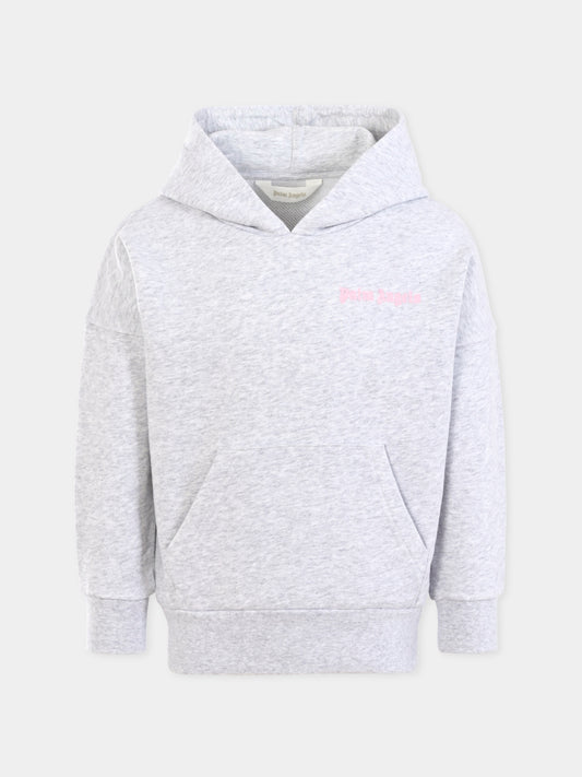 Felpa grigia per bambina con logo,Palm Angels,PGBB014C99FLE002083B