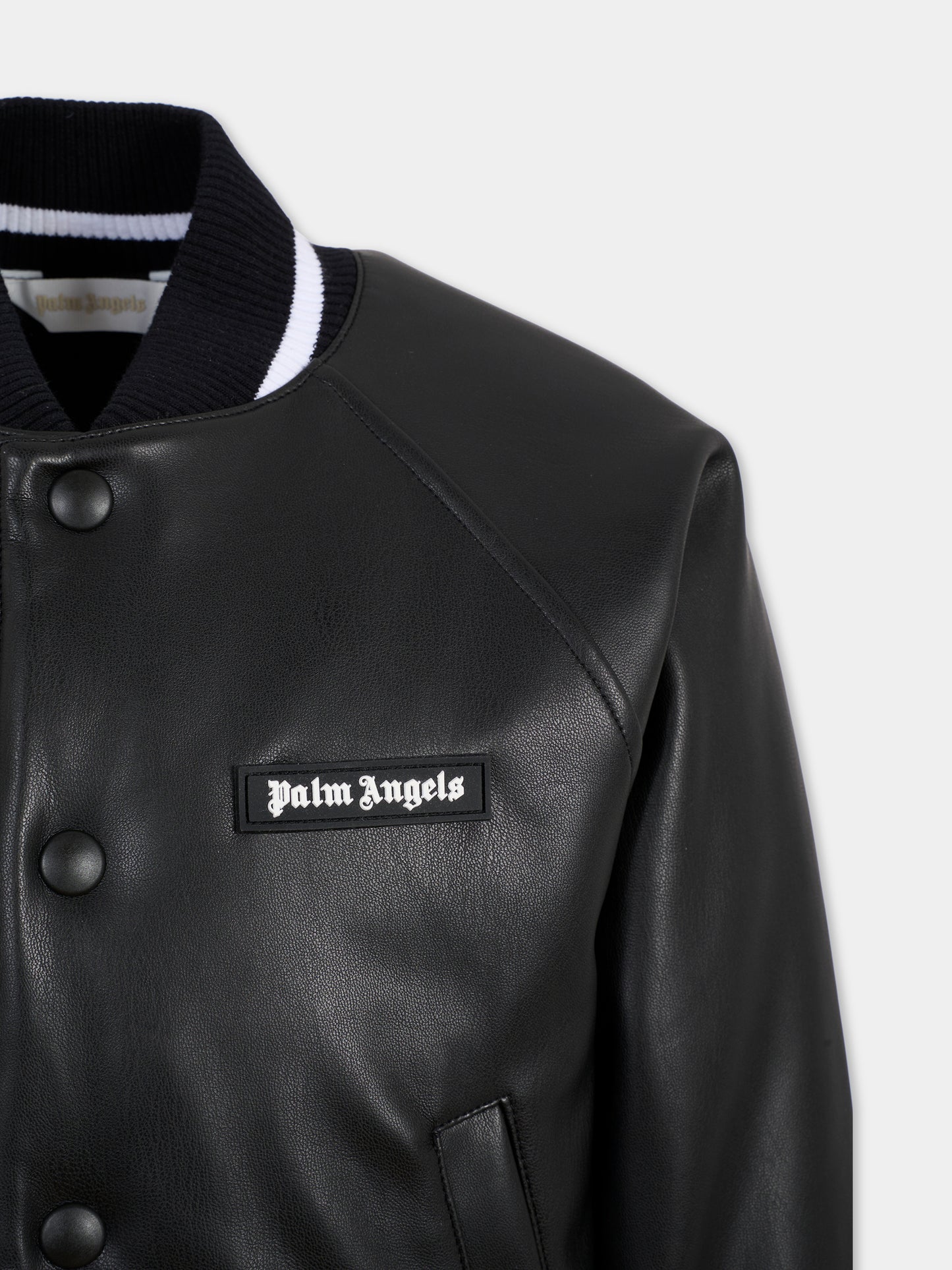 Bomber nero per bambini con logo,Palm Angels,PGEK001F25FAB0011003