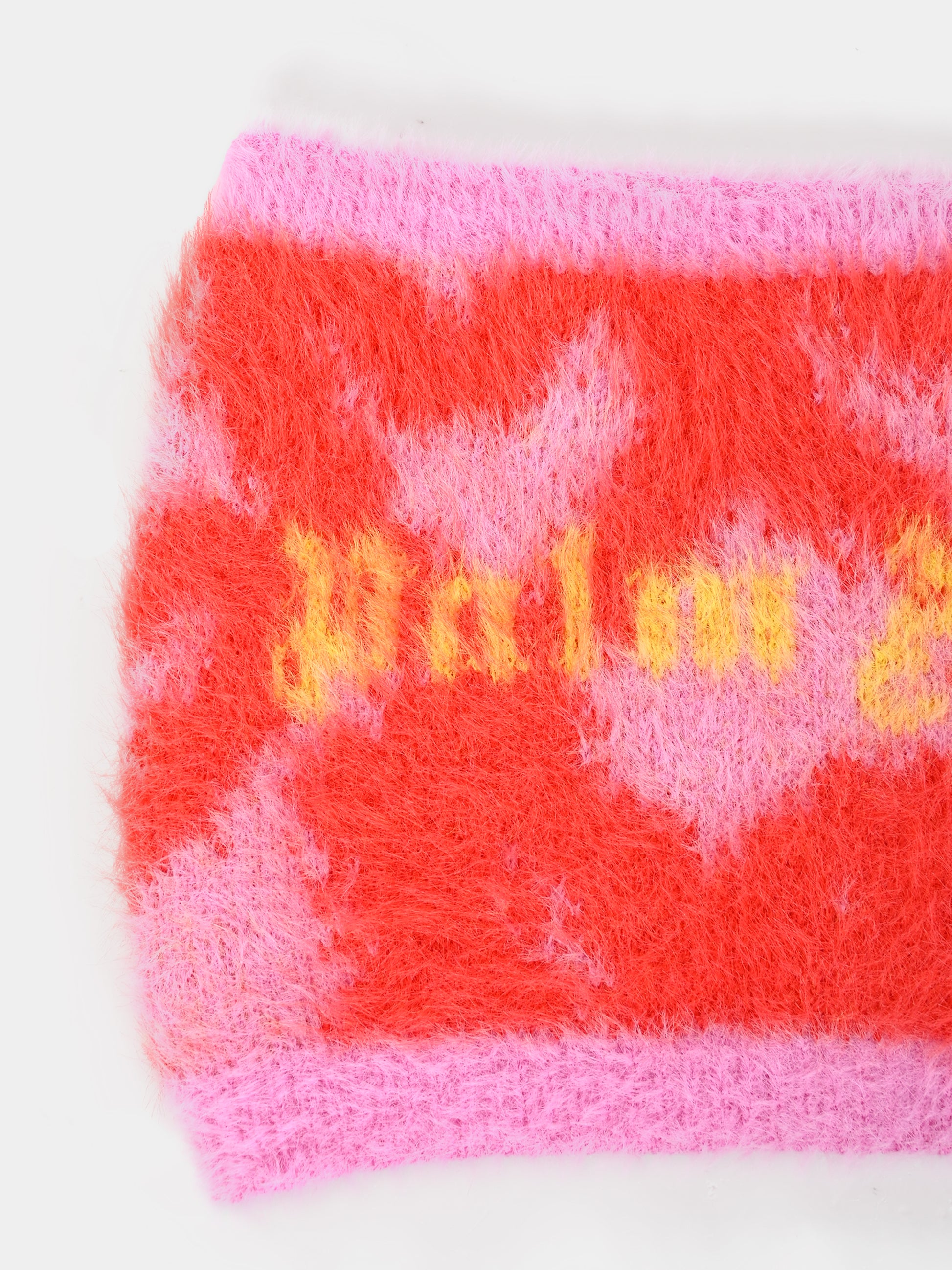 Scaldacollo rosa per bambina con logo e cuori,Palm Angels,PGMA009F25KNI0013B16