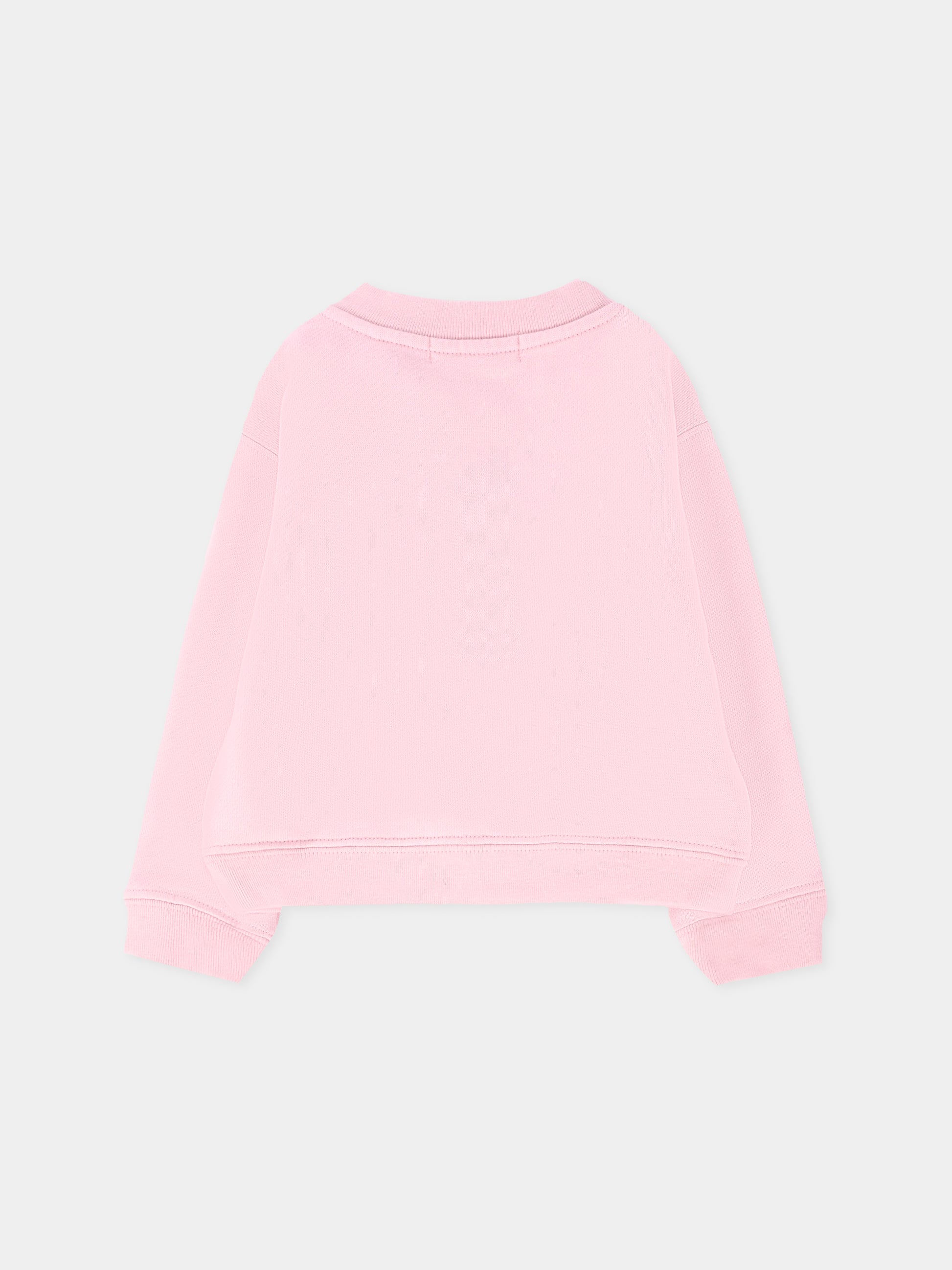 Felpa rosa per neonata con orso,Palm Angels,PGXC001F25FLE0013C60