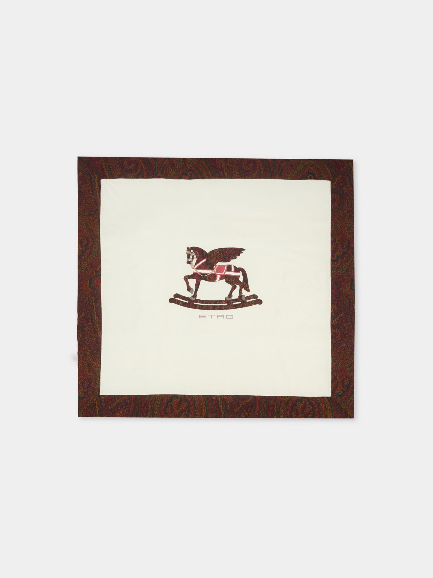 Coperta bianca per neonati con Pegaso e stampa paisley,Etro,GX0540 Z3186 101MA