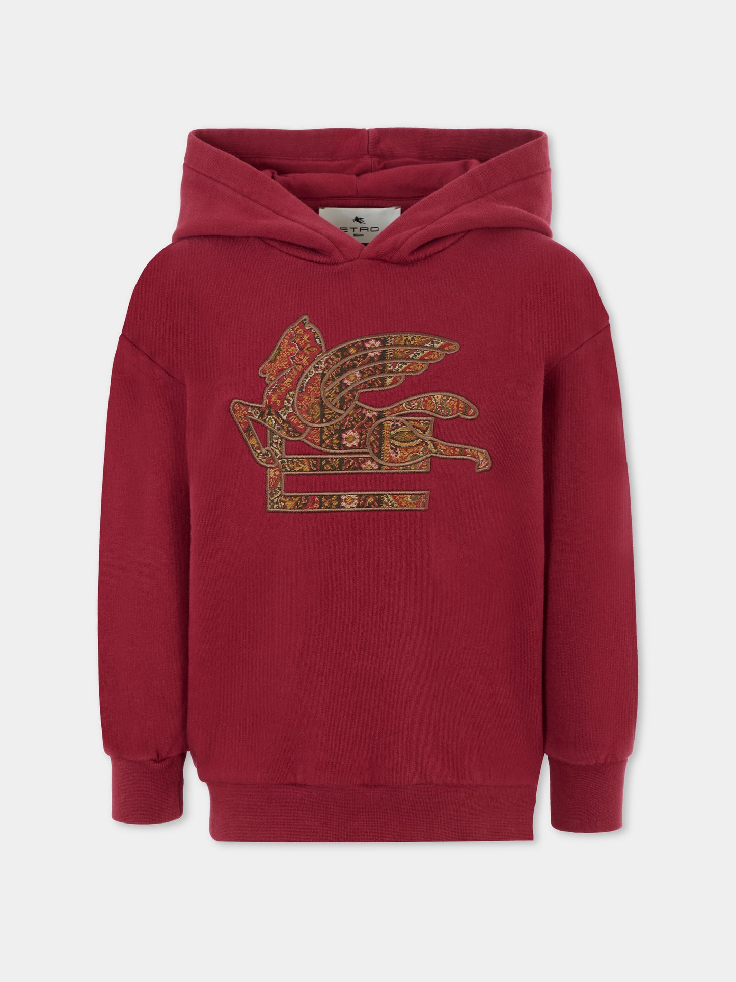 Felpa bordeaux per bambino con logo e Pegaso,Etro,GX4P30 Z3333 416